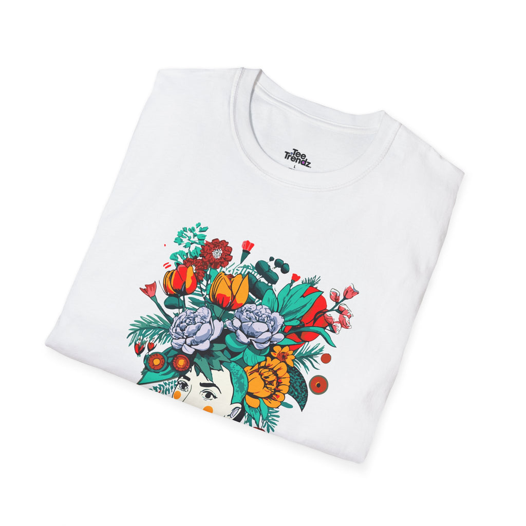 Floral Frida-Inspired Portrait T-Shirt