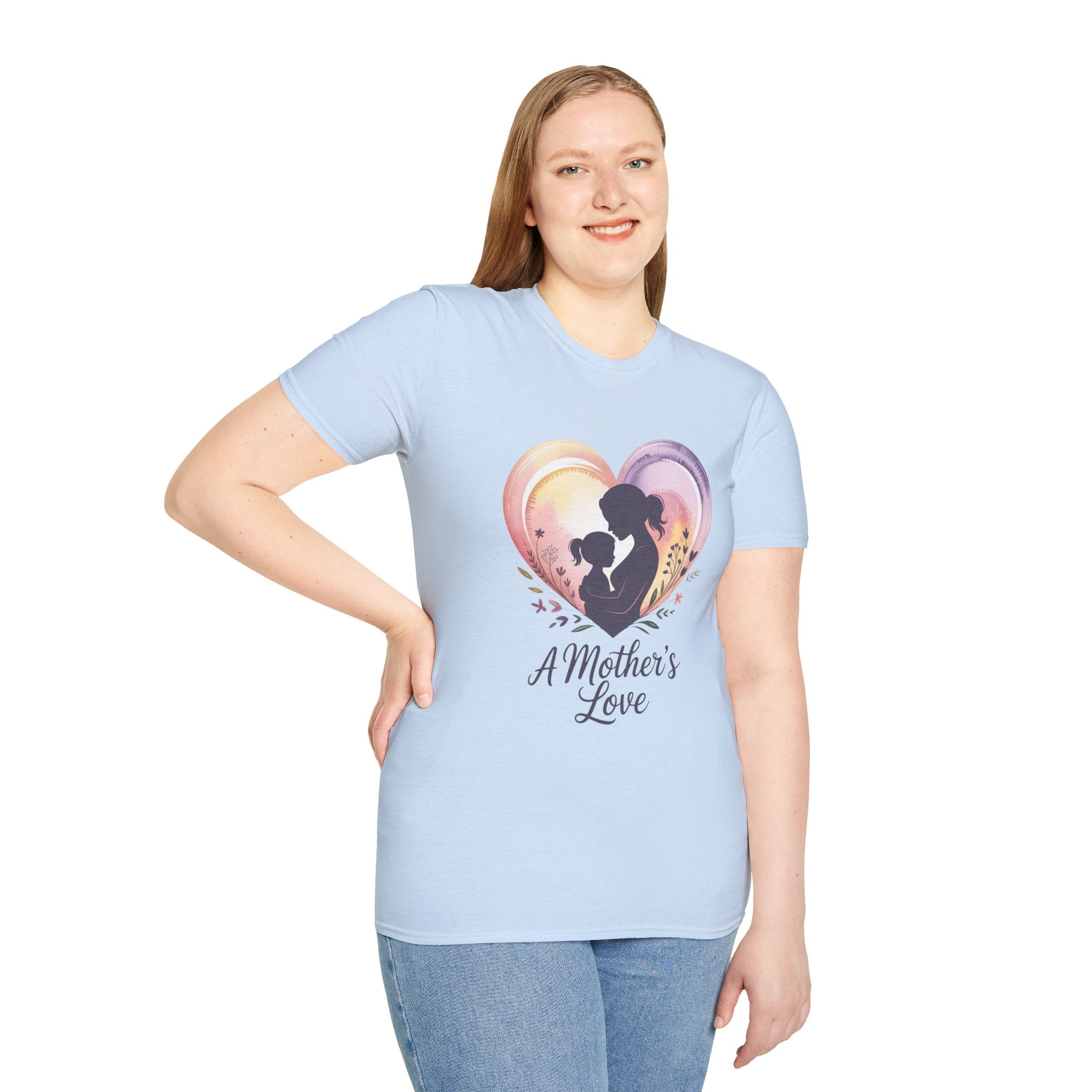 Mother's Love T-Shirt — Silhouette Heart Mom & Child Graphic (Mother's Day Gift)