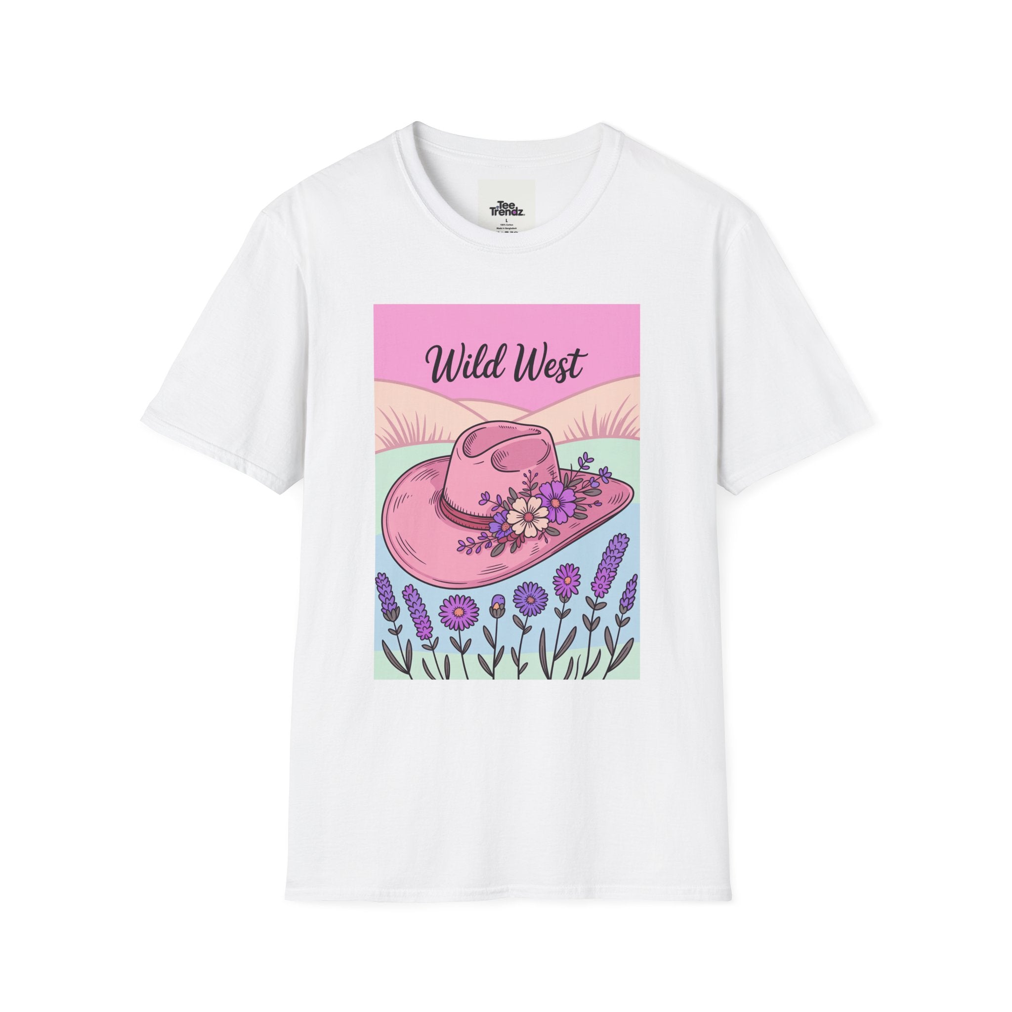 Wild West Pink Cowboy Hat T-Shirt — Floral Western Graphic Tee