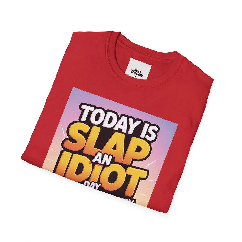 Funny Graphic T-Shirt – "Today Is Slap An Idiot Day" Cartoon Duck Tee