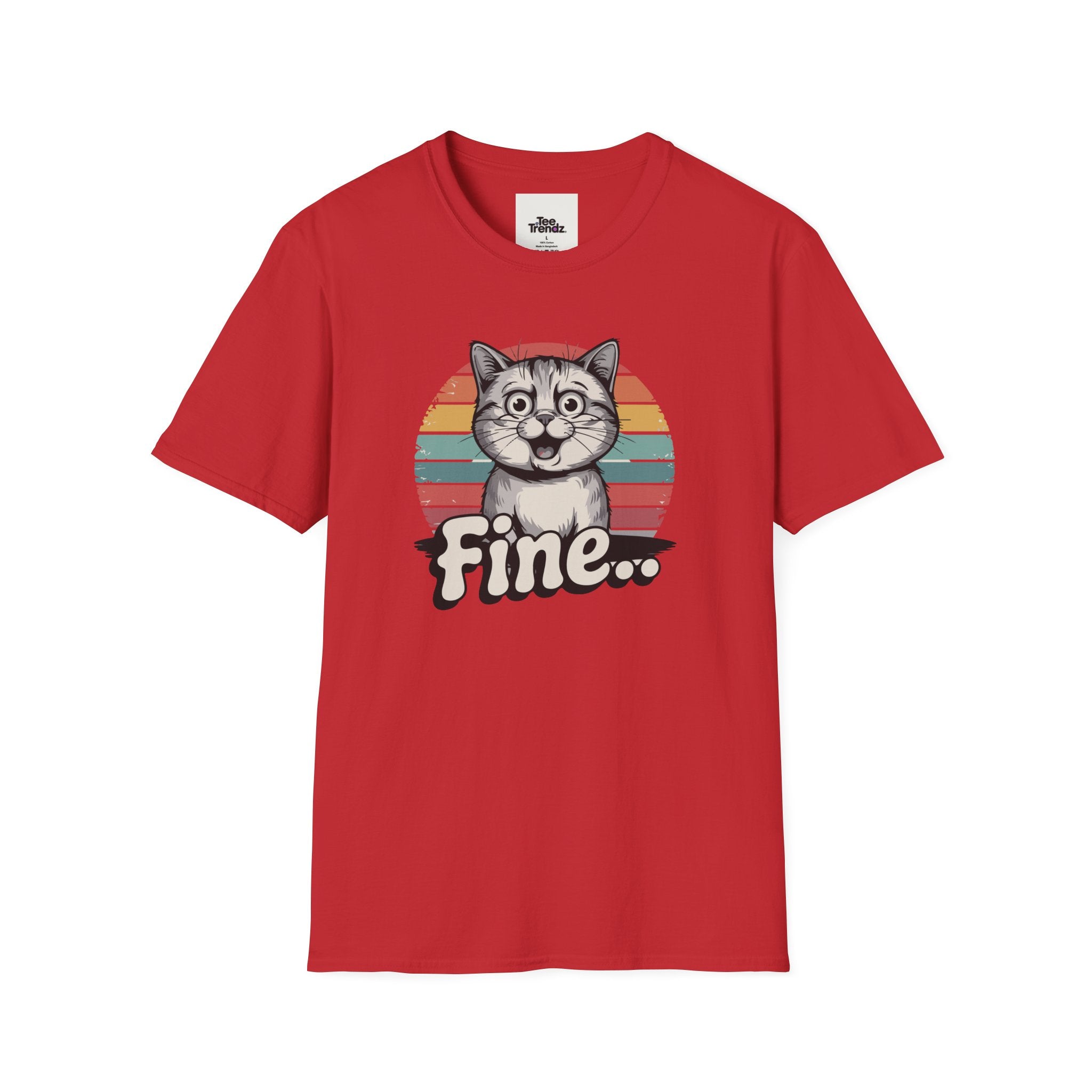 Fine… Cat T-Shirt — Retro Striped Cute Kitty Graphic Tee