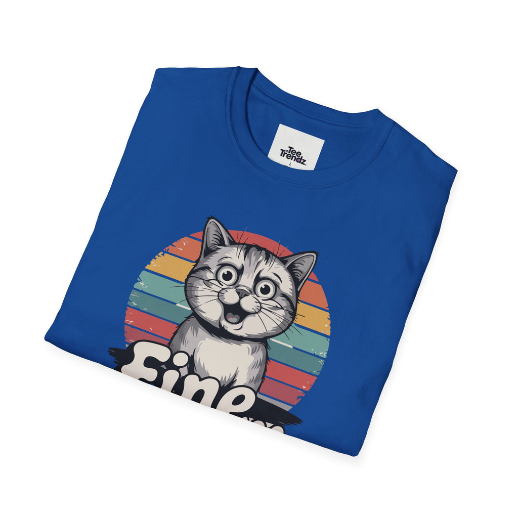 Fine… Cat T-Shirt — Retro Striped Cute Kitty Graphic Tee