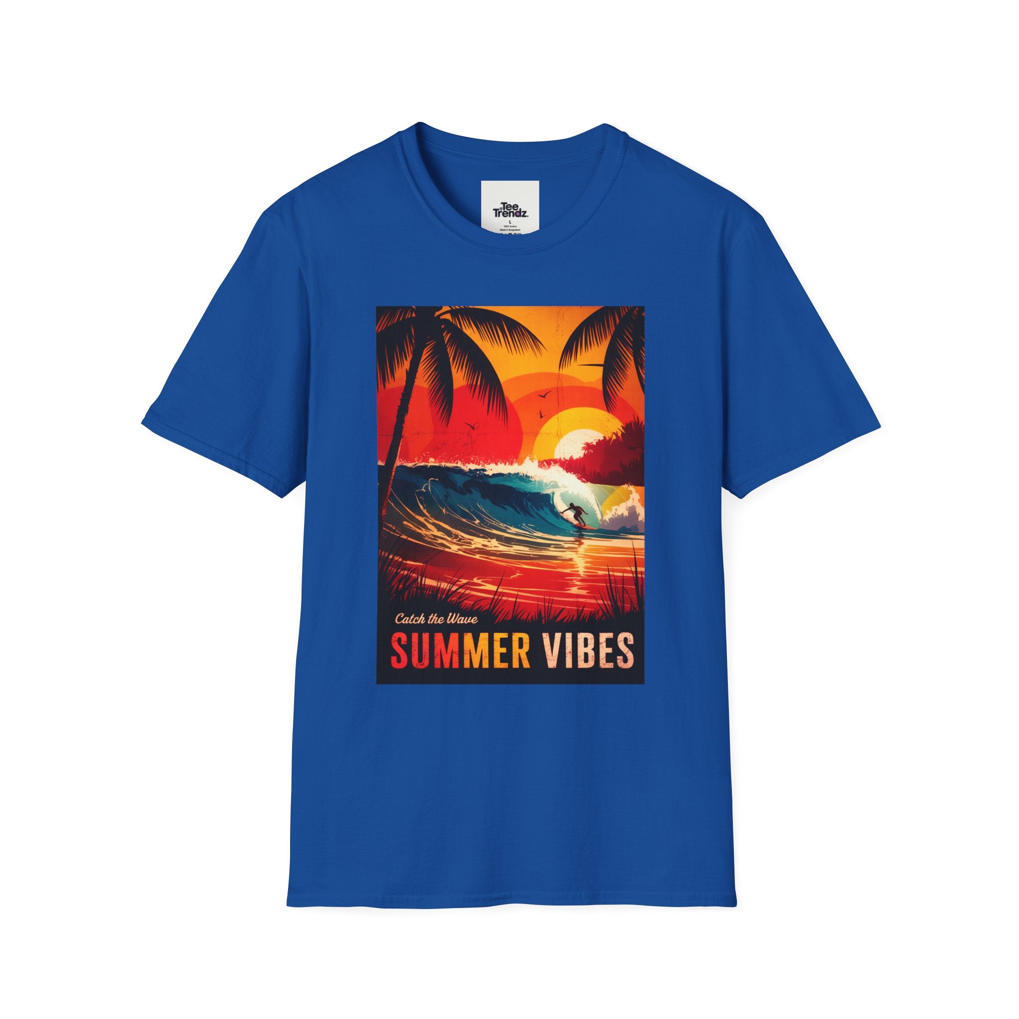 Summer Vibes Surf T-Shirt — Retro Sunset Palm Beach Tee