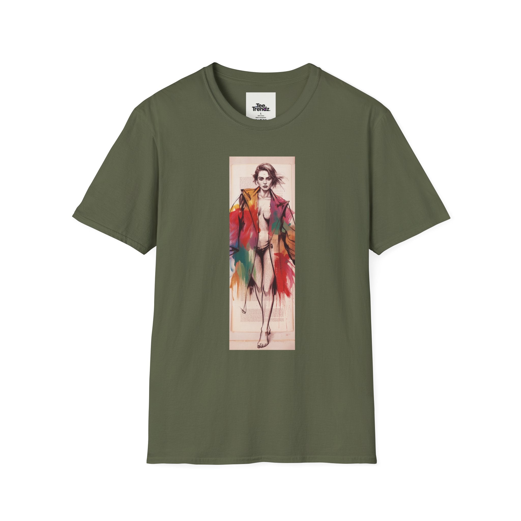 Fashion Illustration Tee — Colorful Watercolor Model Graphic T-Shirt