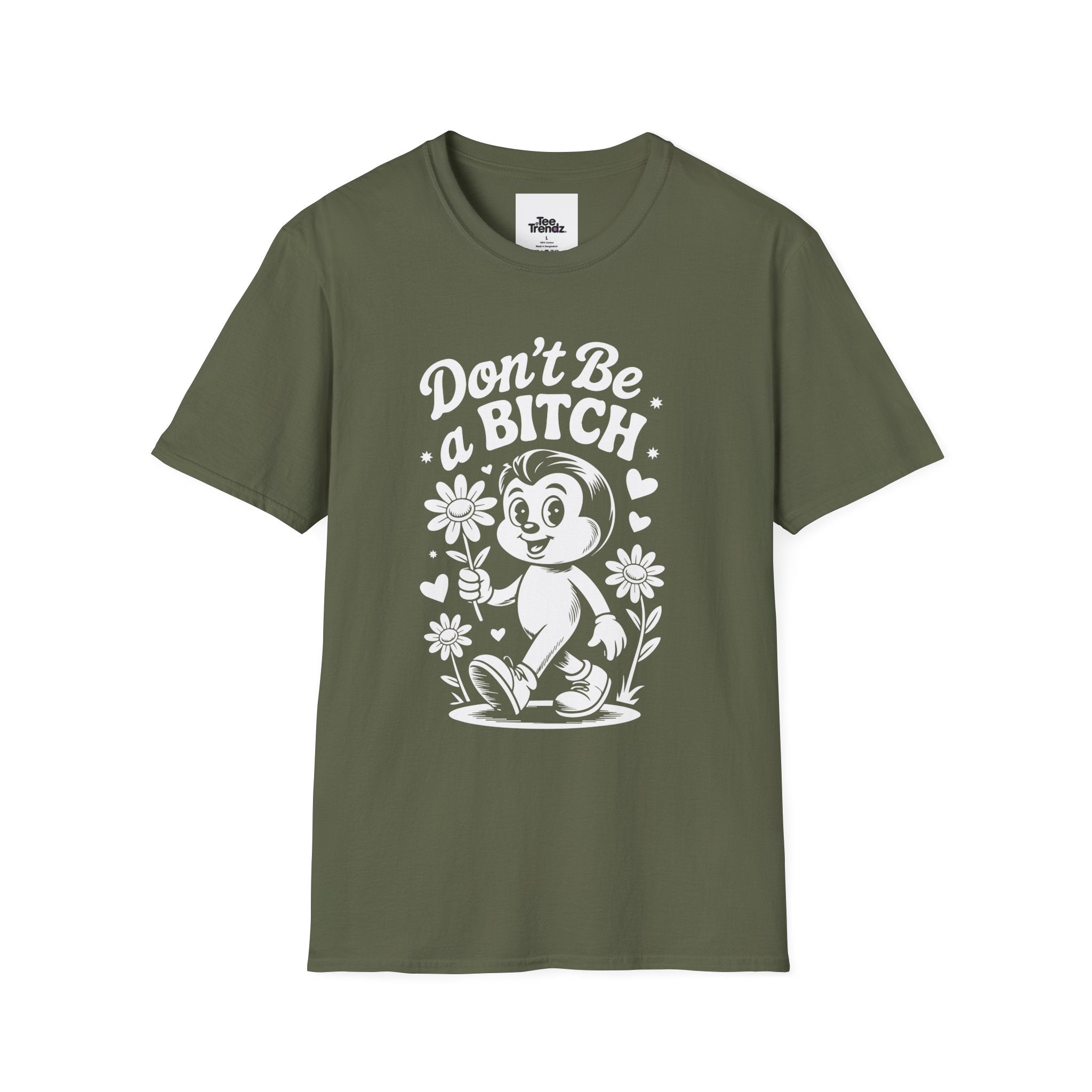 Don't Be a Bitch T-Shirt — Retro Cartoon Floral Graphic Tee