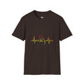 Cat Heartbeat T-Shirt — Rasta Outline Cat EKG Tee