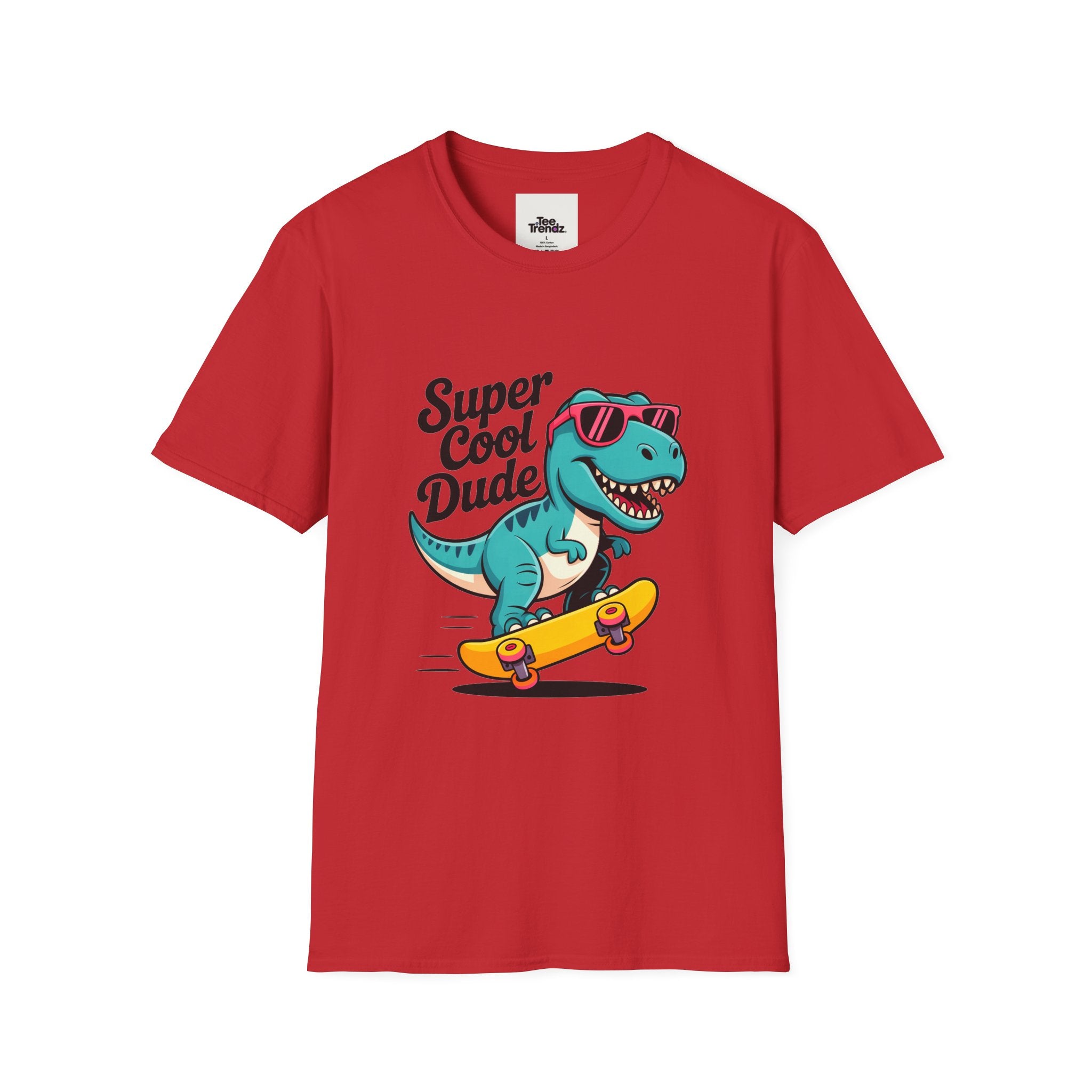 Kids Skateboard T‑Shirt — "Super Cool Dude" Dino Graphic Tee