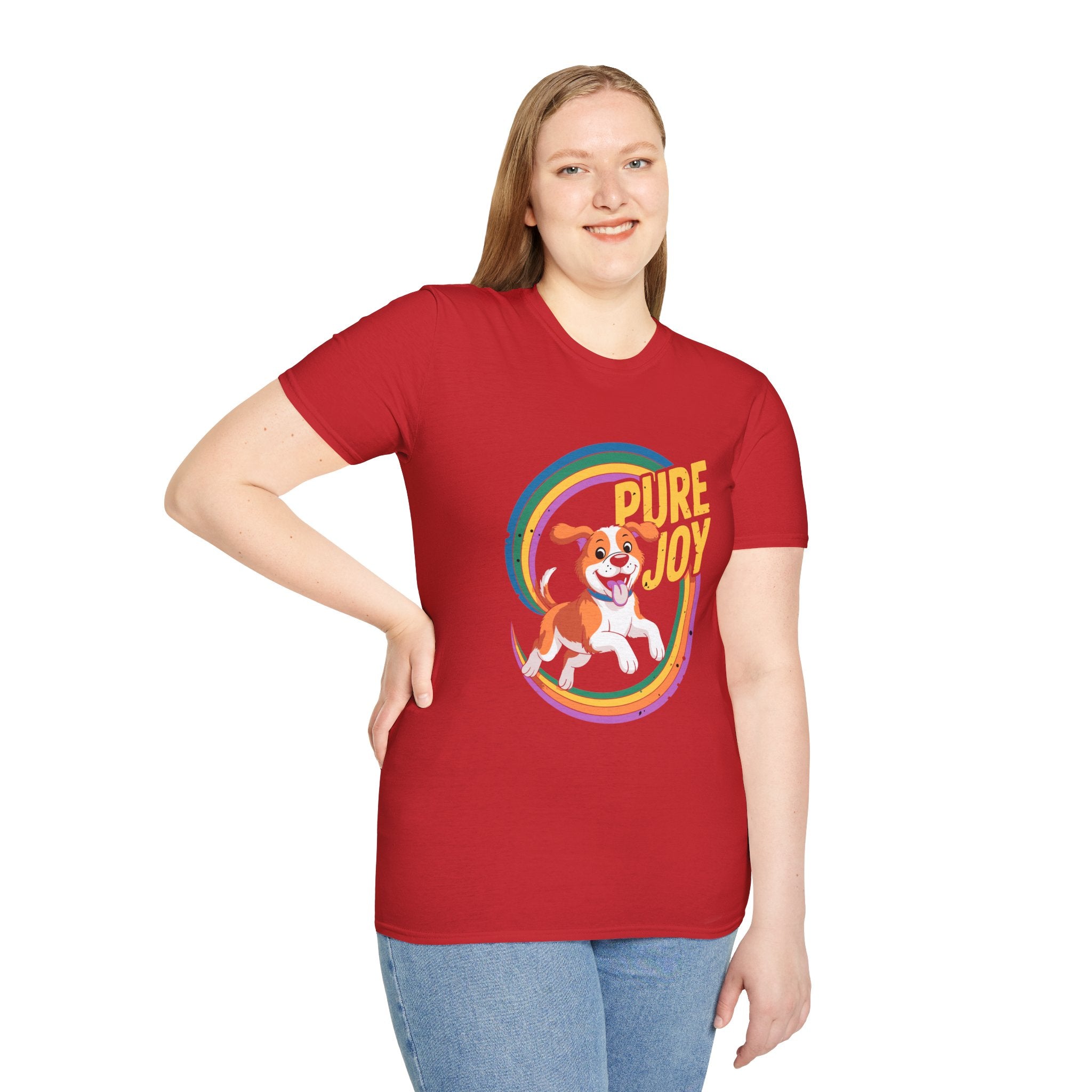 Pure Joy Dog T-Shirt – Playful Beagle Graphic Tee with Rainbow