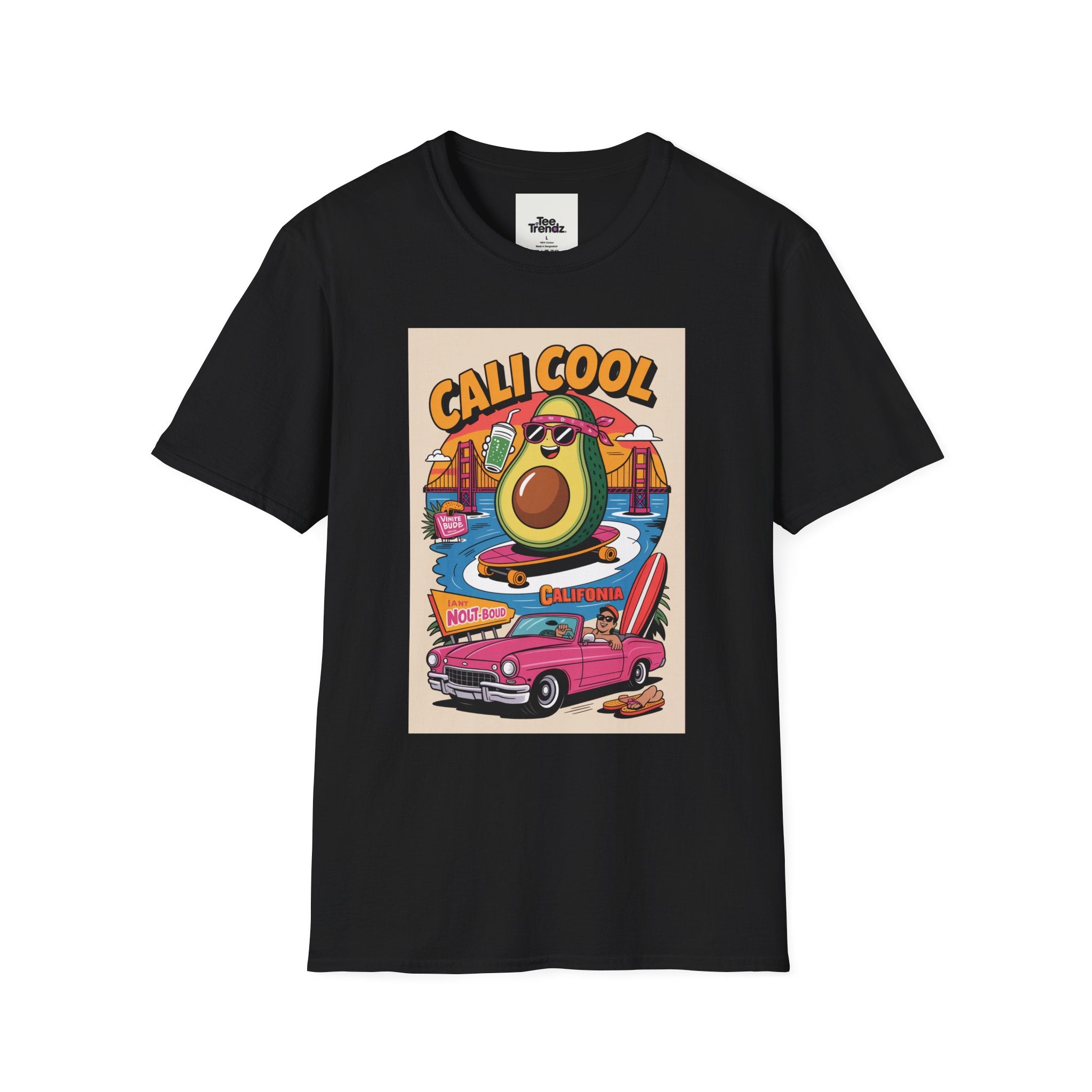 Cali Cool Avocado Tee — Retro Surfing California Graphic T-Shirt