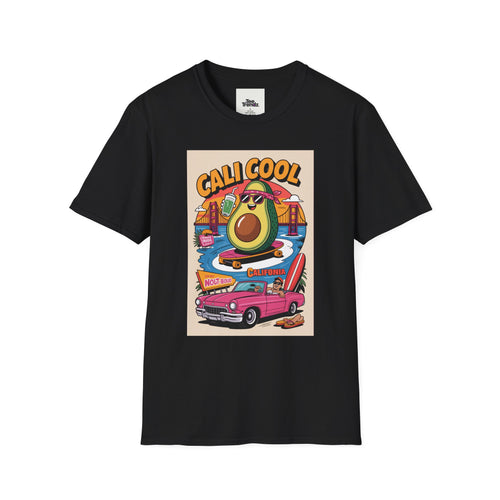 Cali Cool Avocado Tee — Retro Surfing California Graphic T-Shirt