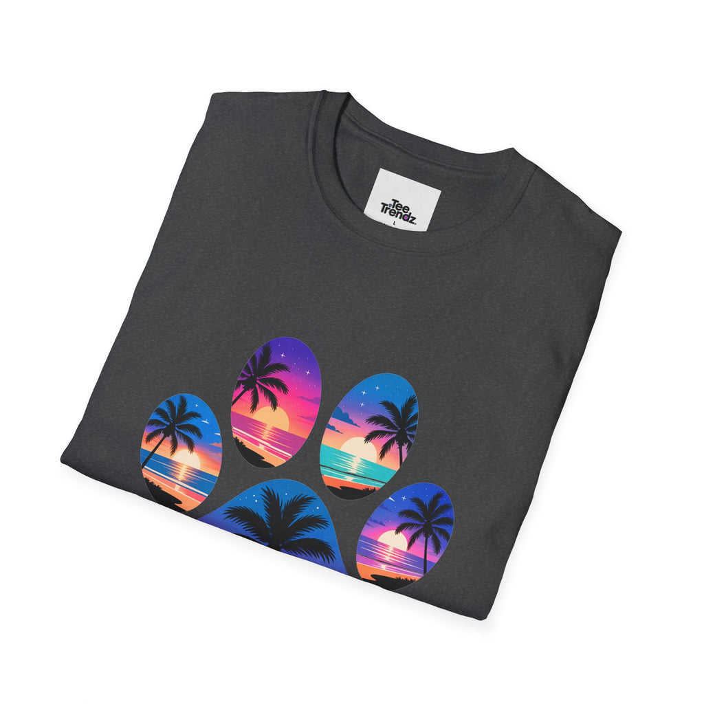 T-Shirt — Tropical Paw Sunset Graphic Tee