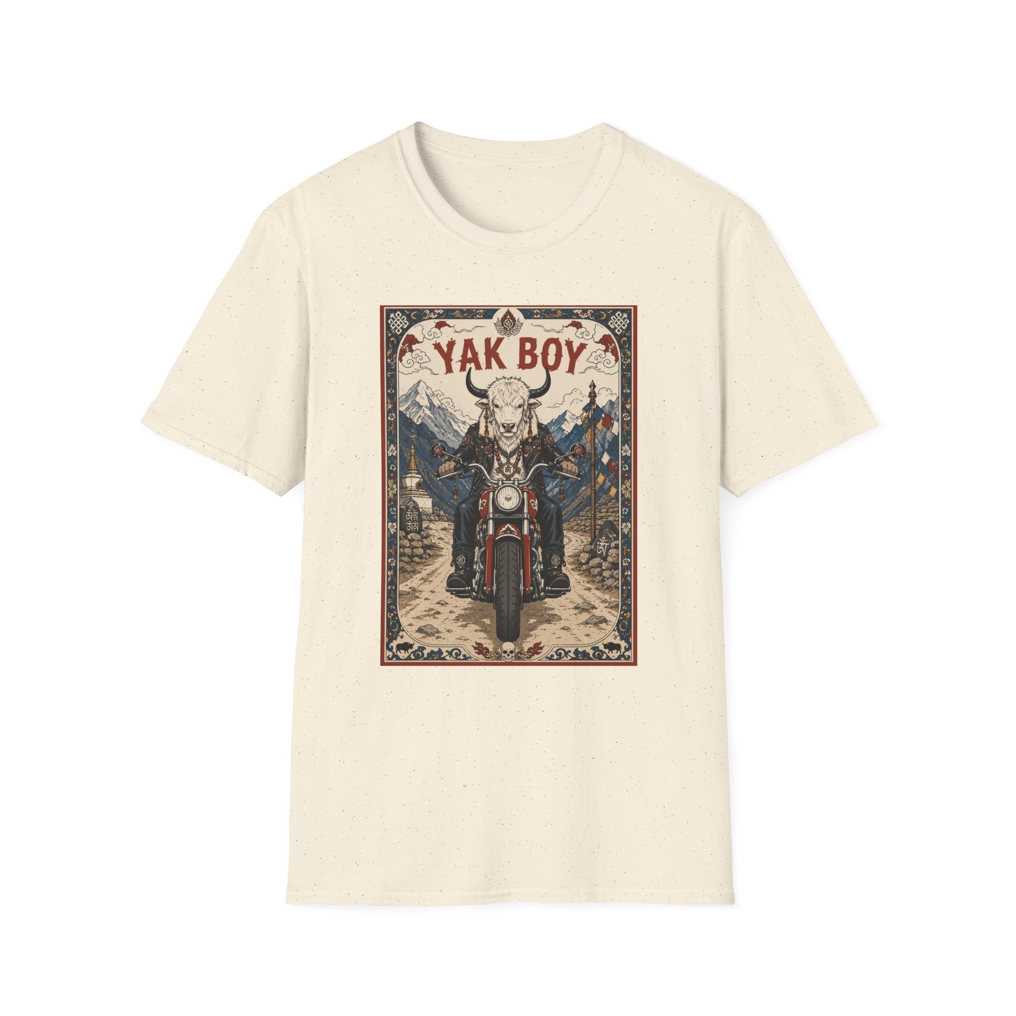 Yak Boy Motorcycle Graphic T‑Shirt — Vintage Mountain Biker Tee