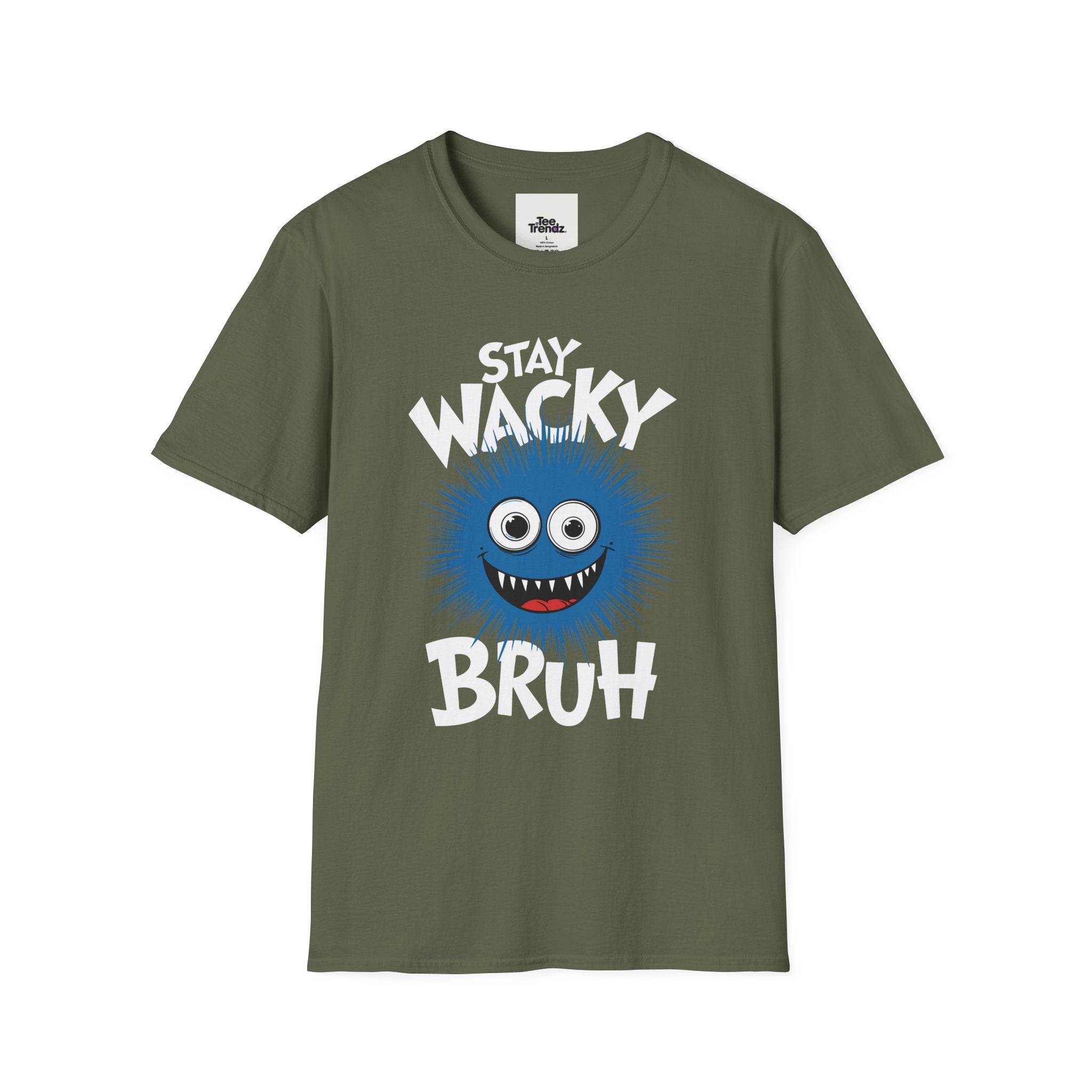 Stay Wacky Bruh T-Shirt — Funny Blue Fuzzy Monster Graphic Tee
