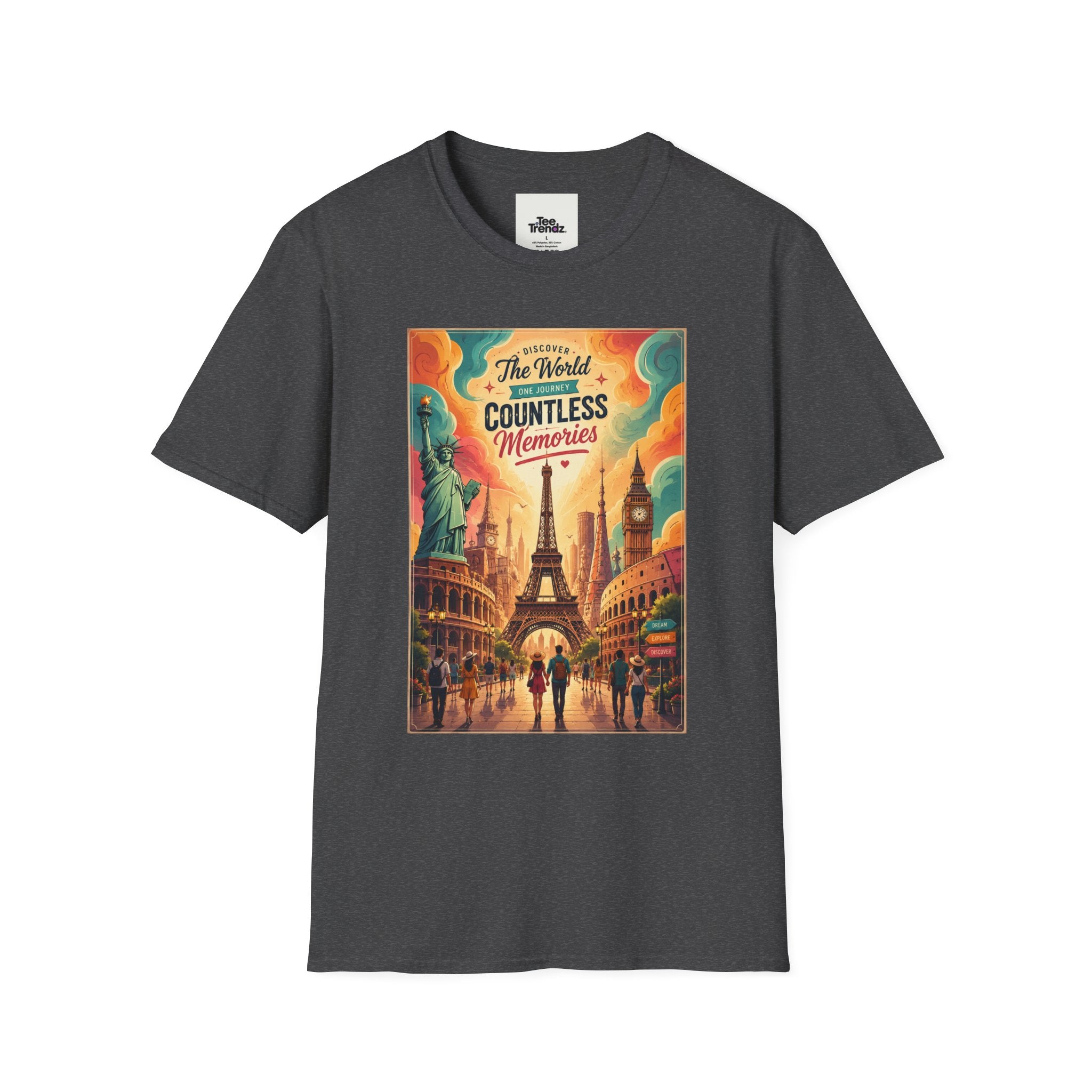 Travel Poster T-Shirt — 'The World, Countless Memories' Vintage Eiffel Tower Tee