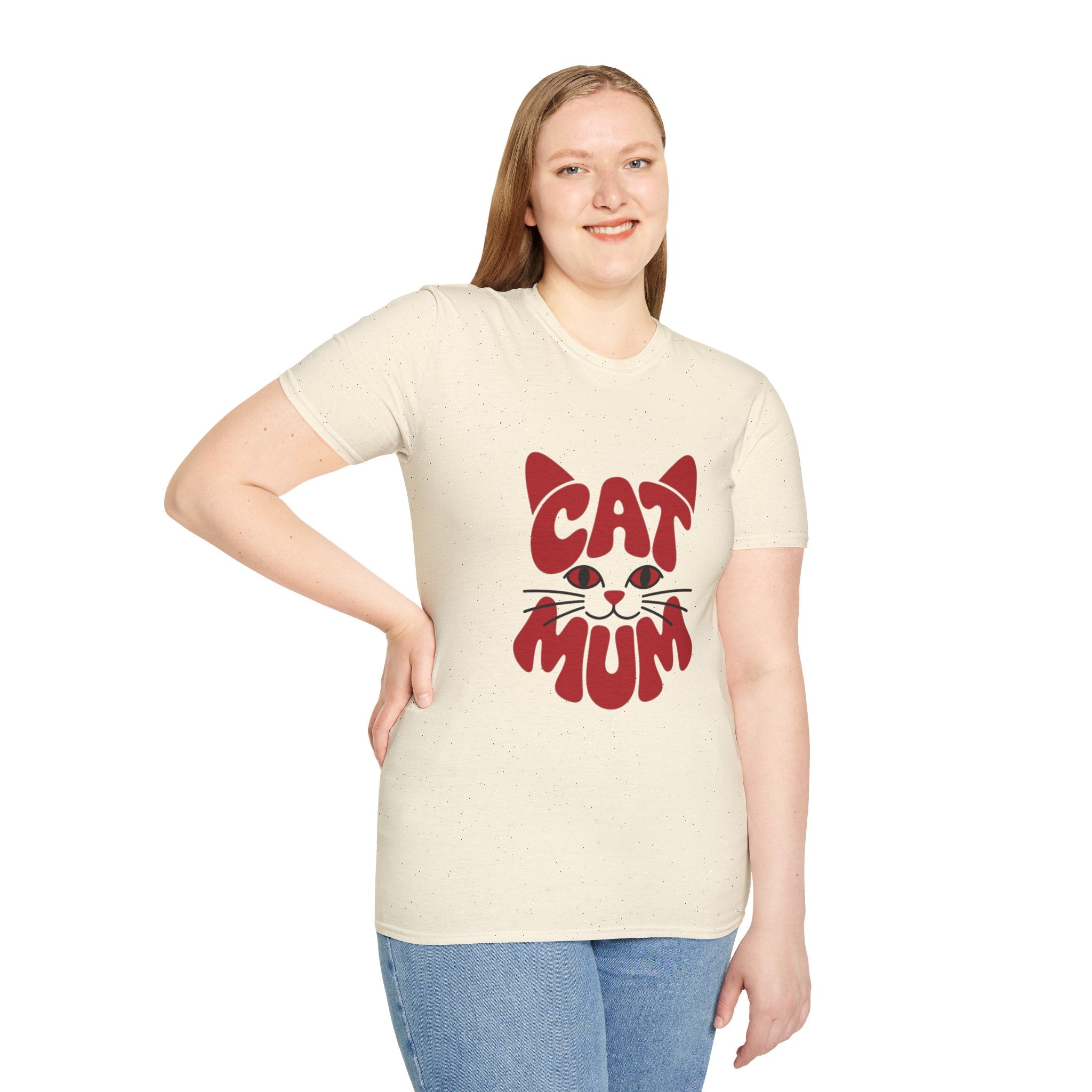 Cat Mum T-Shirt — Cute Purple Cat Face Tee for Cat Moms, Mother’s Day Gift