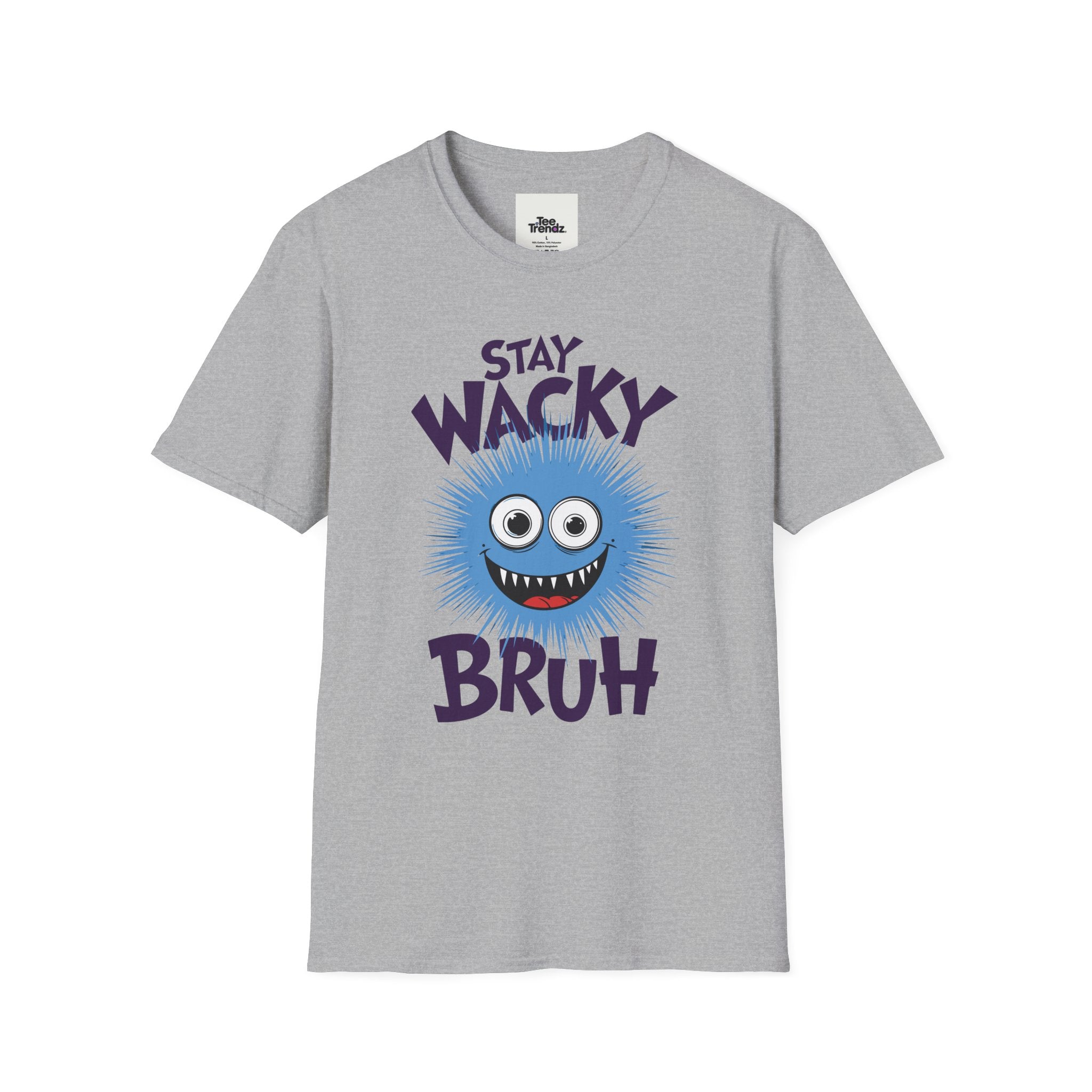 Stay Wacky Bruh T-Shirt — Funny Blue Fuzzy Monster Graphic Tee