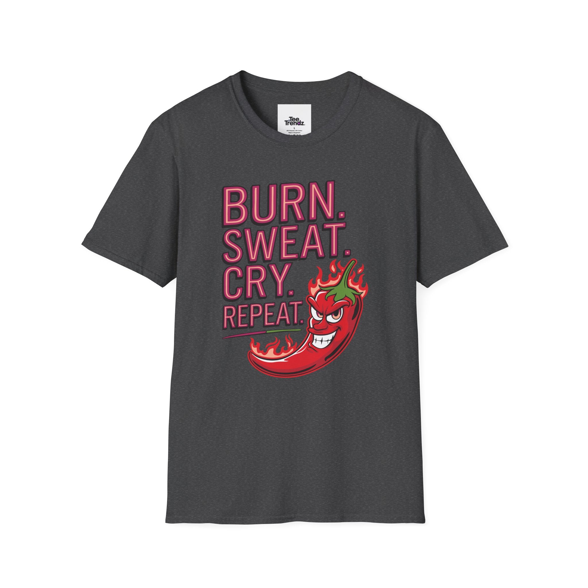 Burn. Sweat. Cry. Repeat. T-Shirt — Spicy Fitness Motivation Tee