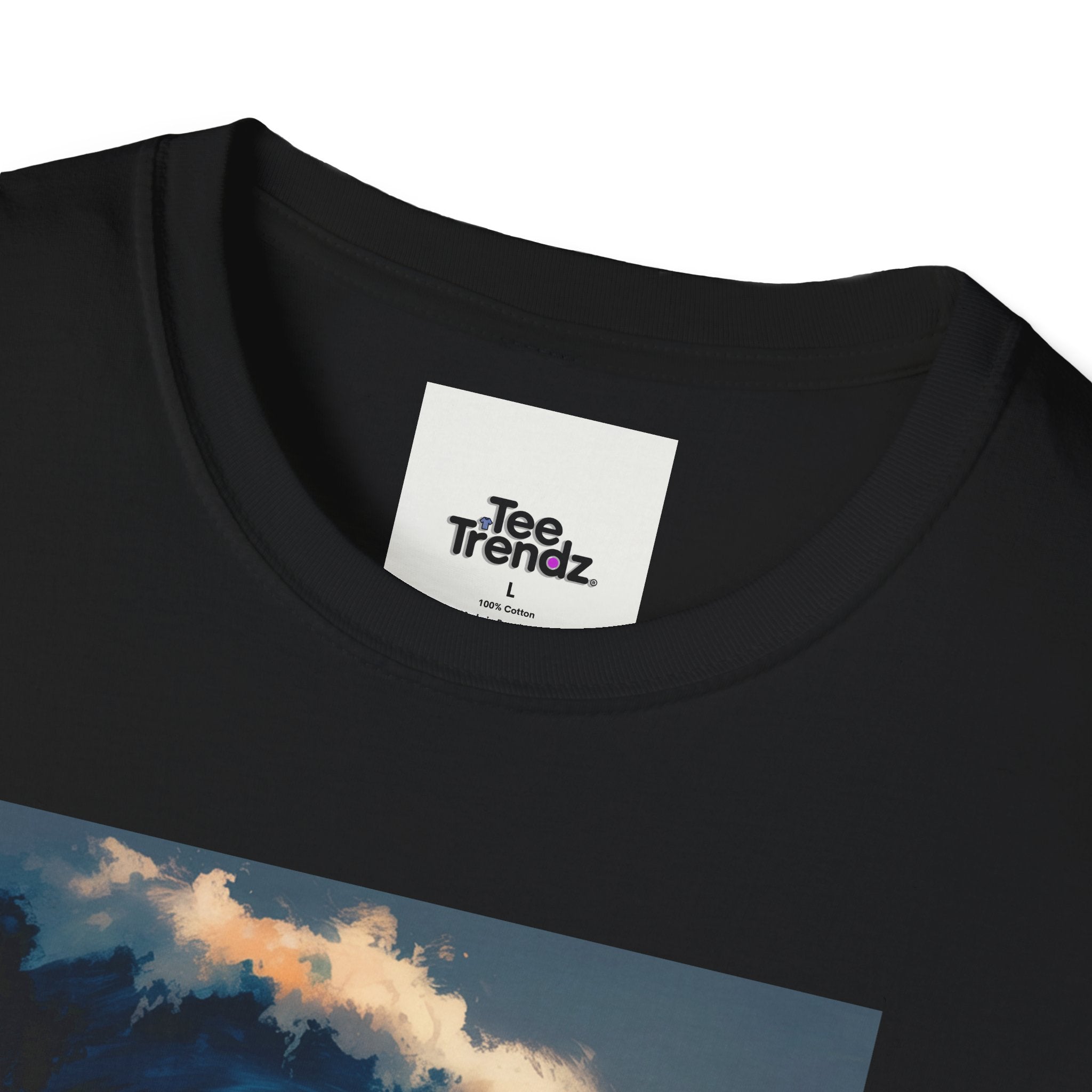 T-Shirt - Retro Beach Surf Scene with Giant Wave and Relaxing Skeleton (Vintage Coastal Vibe)
