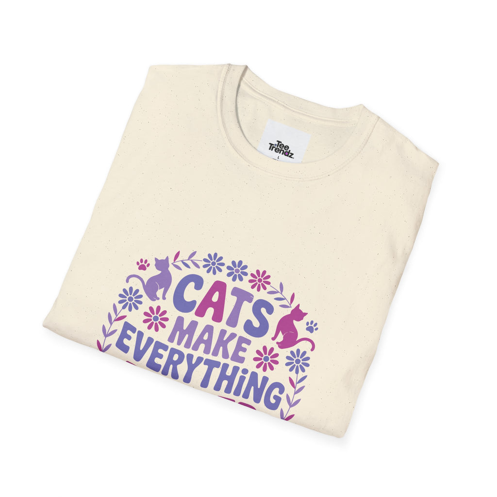 Cats Make Everything Better T-Shirt — Cute Purple Cat Lover Tee