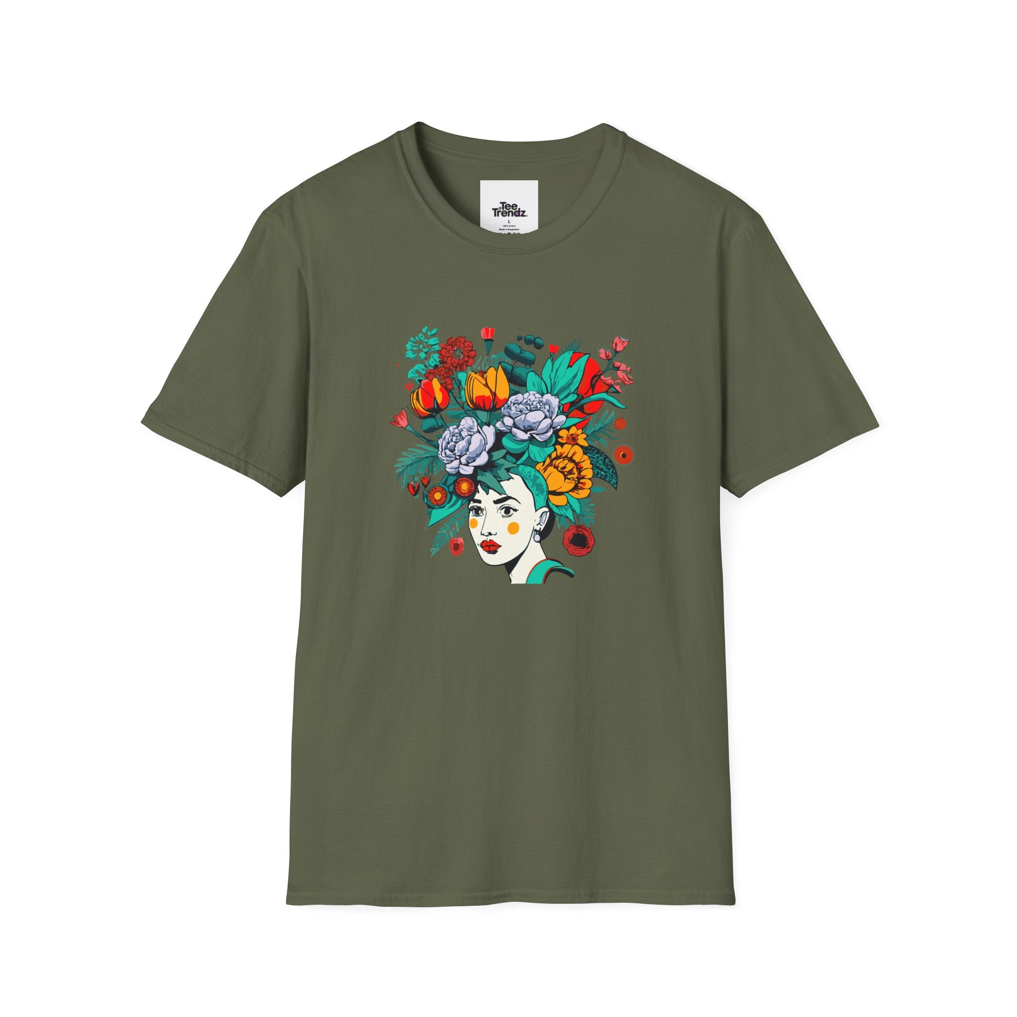 Floral Frida-Inspired Portrait T-Shirt