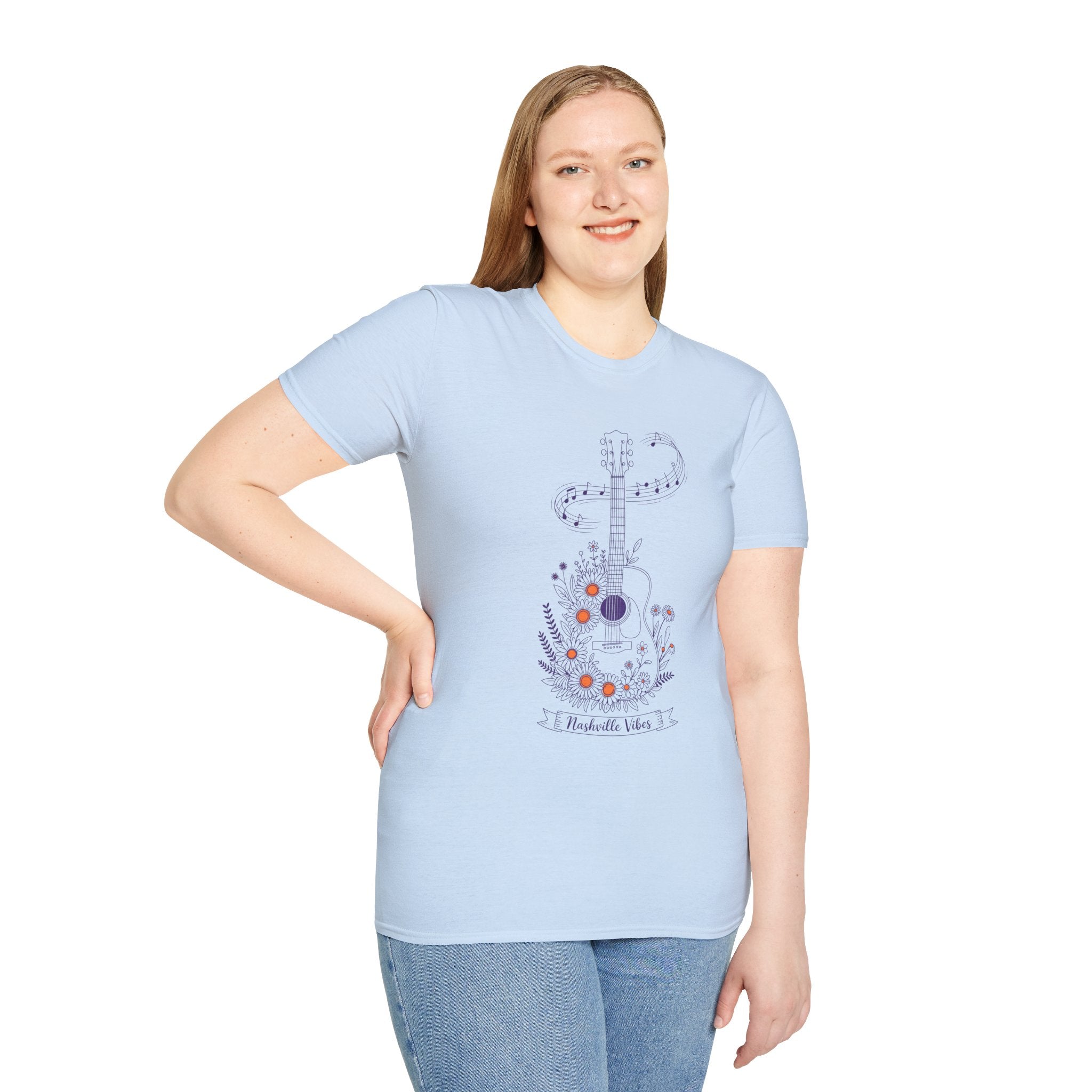 Acoustic Floral Guitar T-Shirt — 'A Heartwide Water I...' Music Tee for Songwriters & Folk Lovers