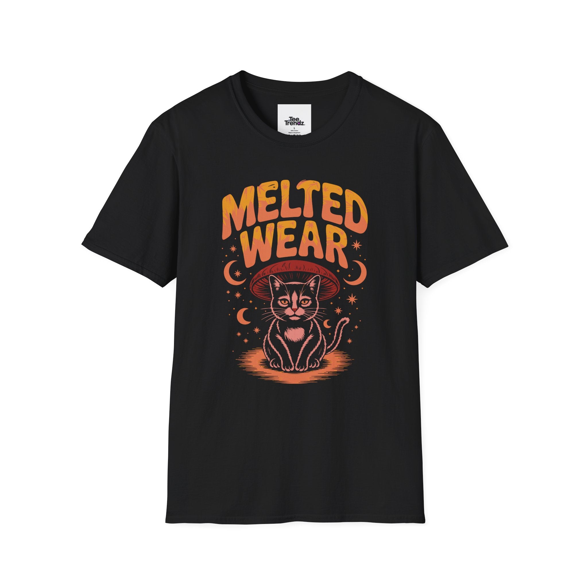 Cat Graphic T-Shirt — "Melted Wear" Retro Moonlit Design