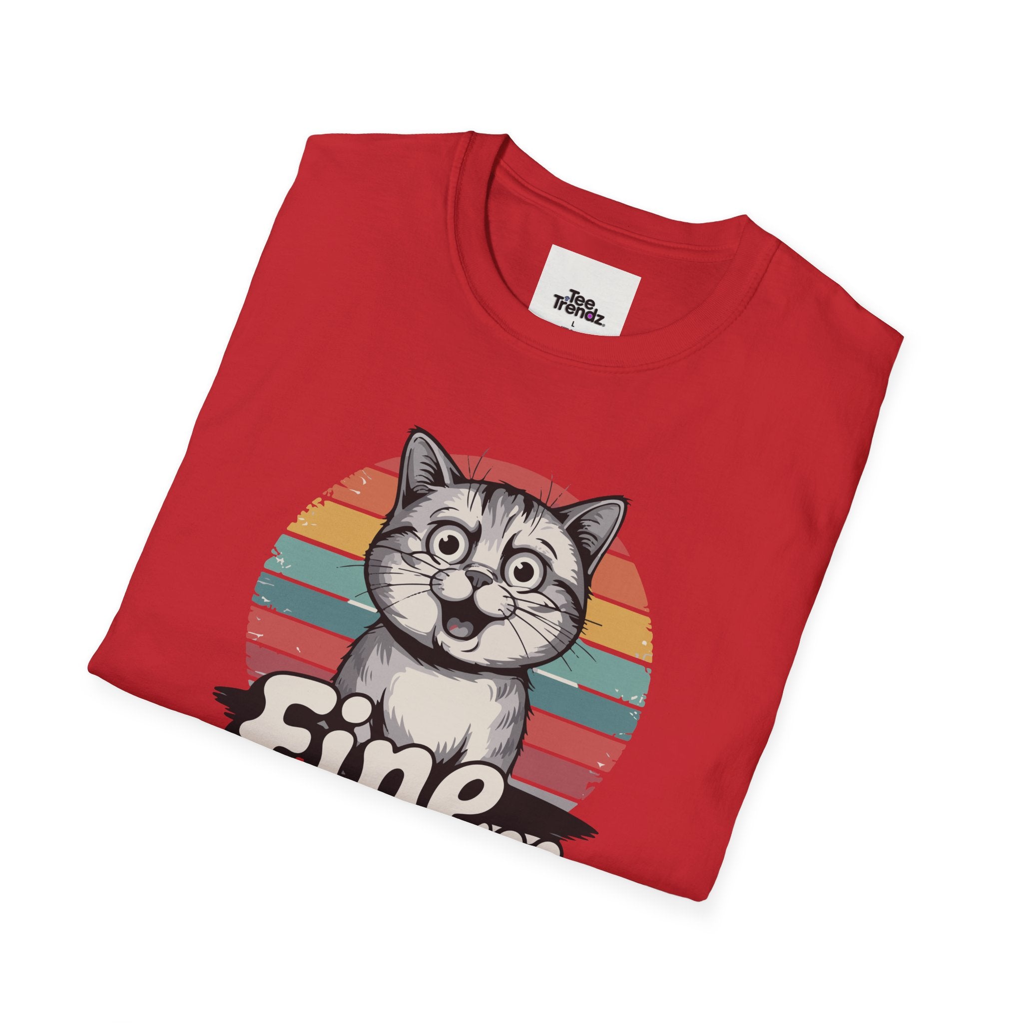 Fine… Cat T-Shirt — Retro Striped Cute Kitty Graphic Tee
