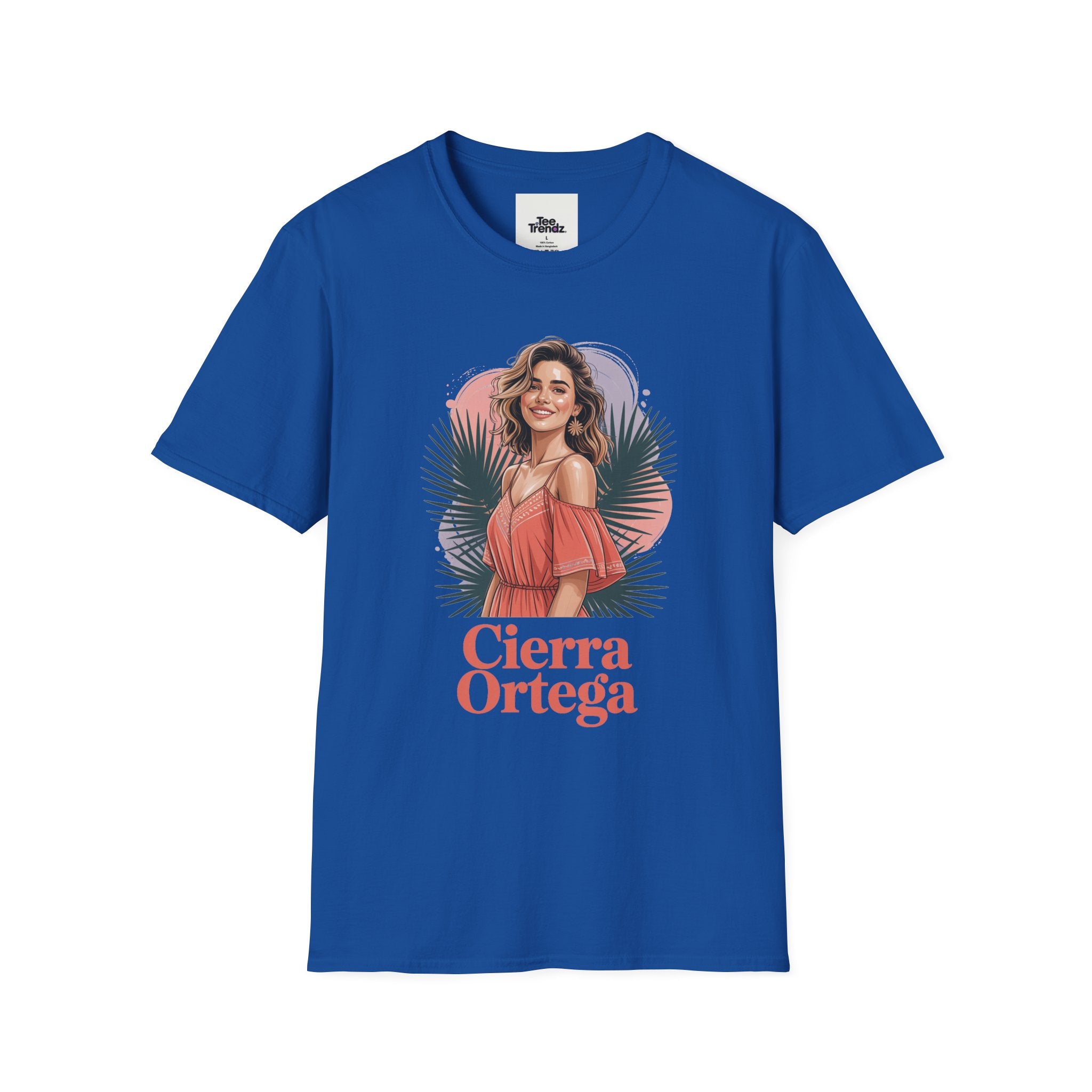 Personalized Portrait T‑Shirt — Custom Name "Cierra Ortega" Tropical Palm Graphic