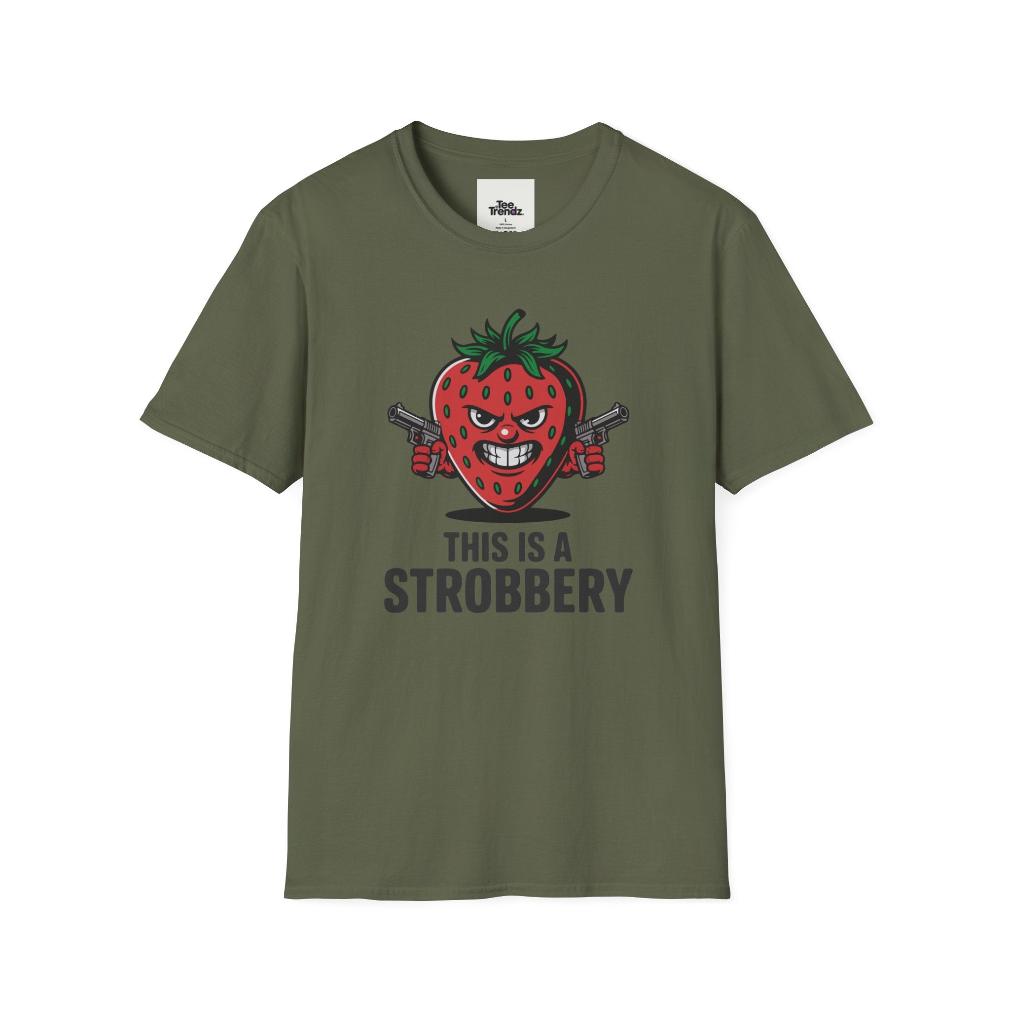 Stroberry Tee – Funny Cartoon Strawberry Graphic T-Shirt (“This Is A Stroberry”)
