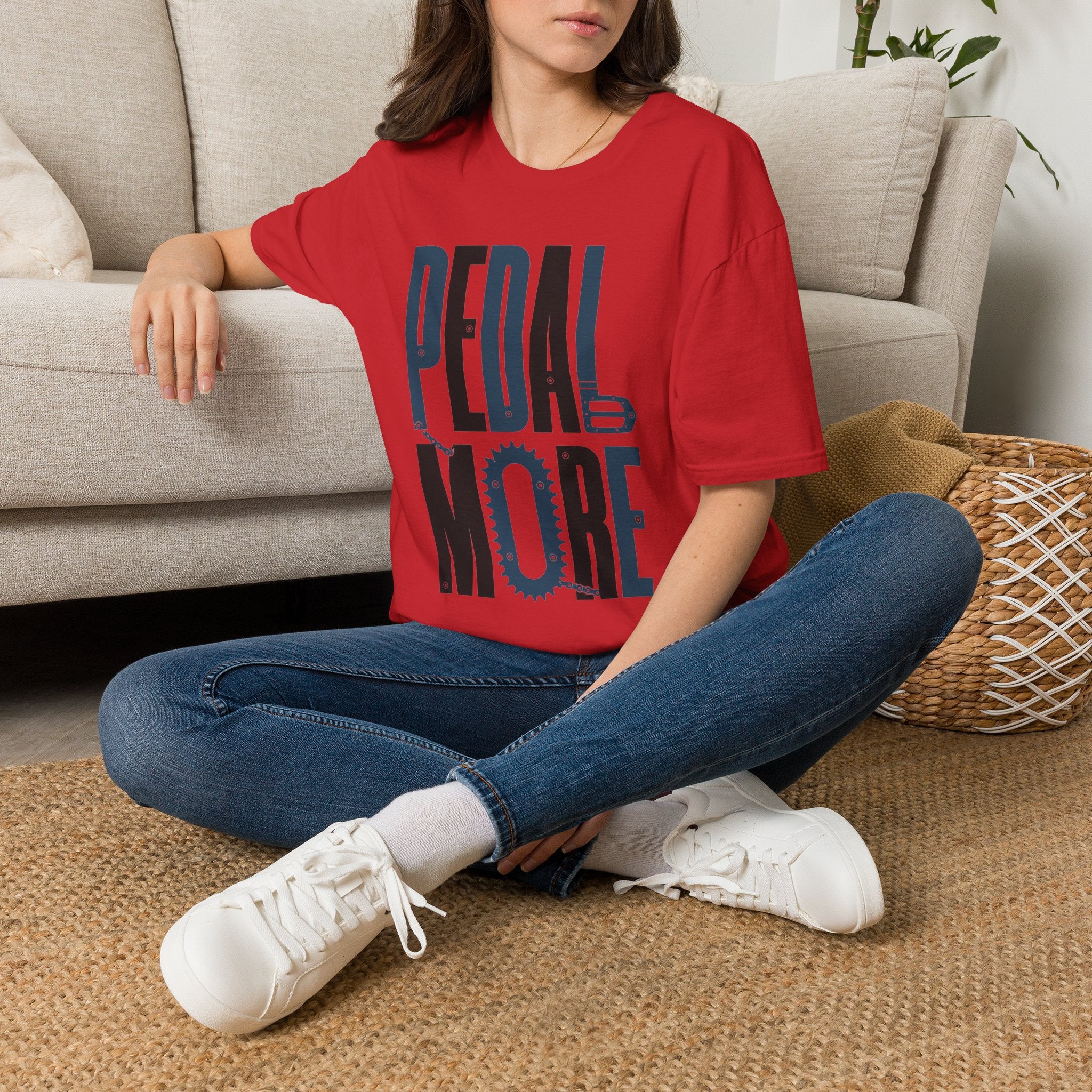Pedal More T‑Shirt — Cycling Graphic Tee with Bike Pedal & Gear Design