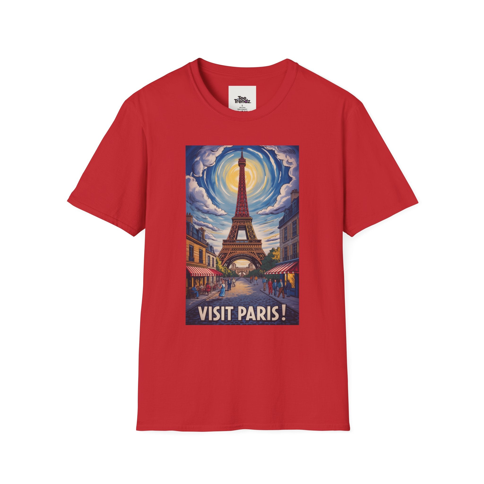 Visit Paris T-Shirt - Vintage Eiffel Tower Travel Poster Tee