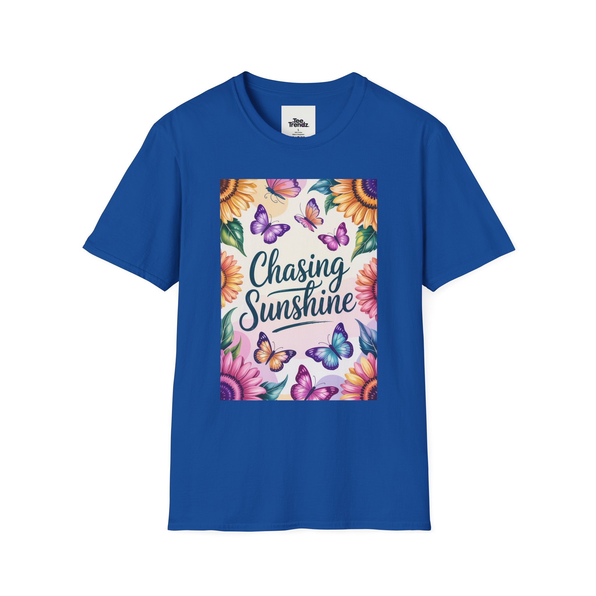 Chasing Sunshine T-Shirt — Floral Sunflower & Butterfly Graphic Tee