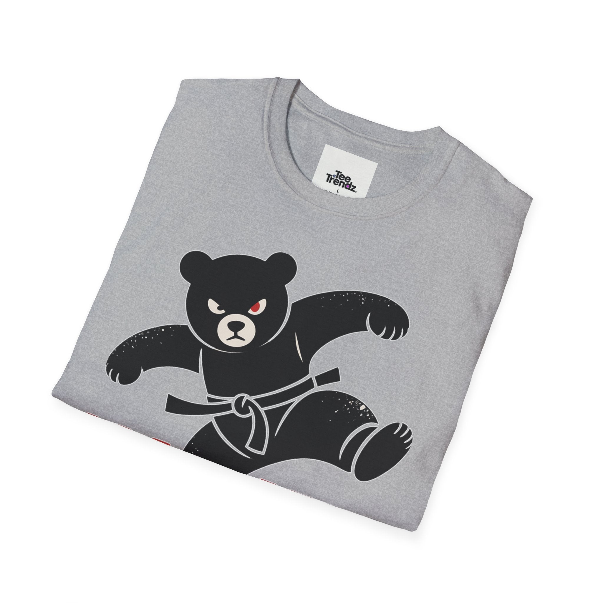 Karate Bear T‑Shirt — Martial Arts Bear with ‘KARATE’ and Japanese Text