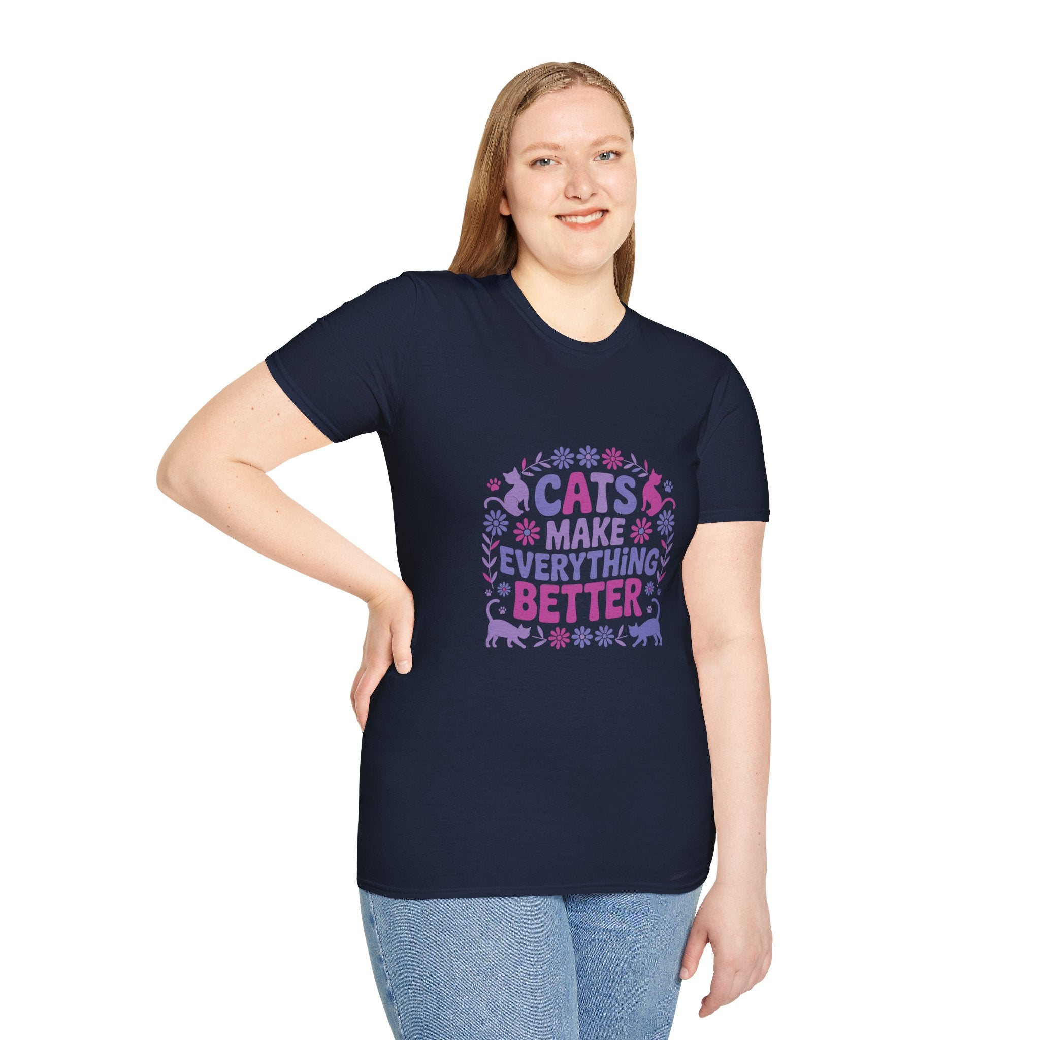 Cats Make Everything Better T-Shirt — Cute Purple Cat Lover Tee