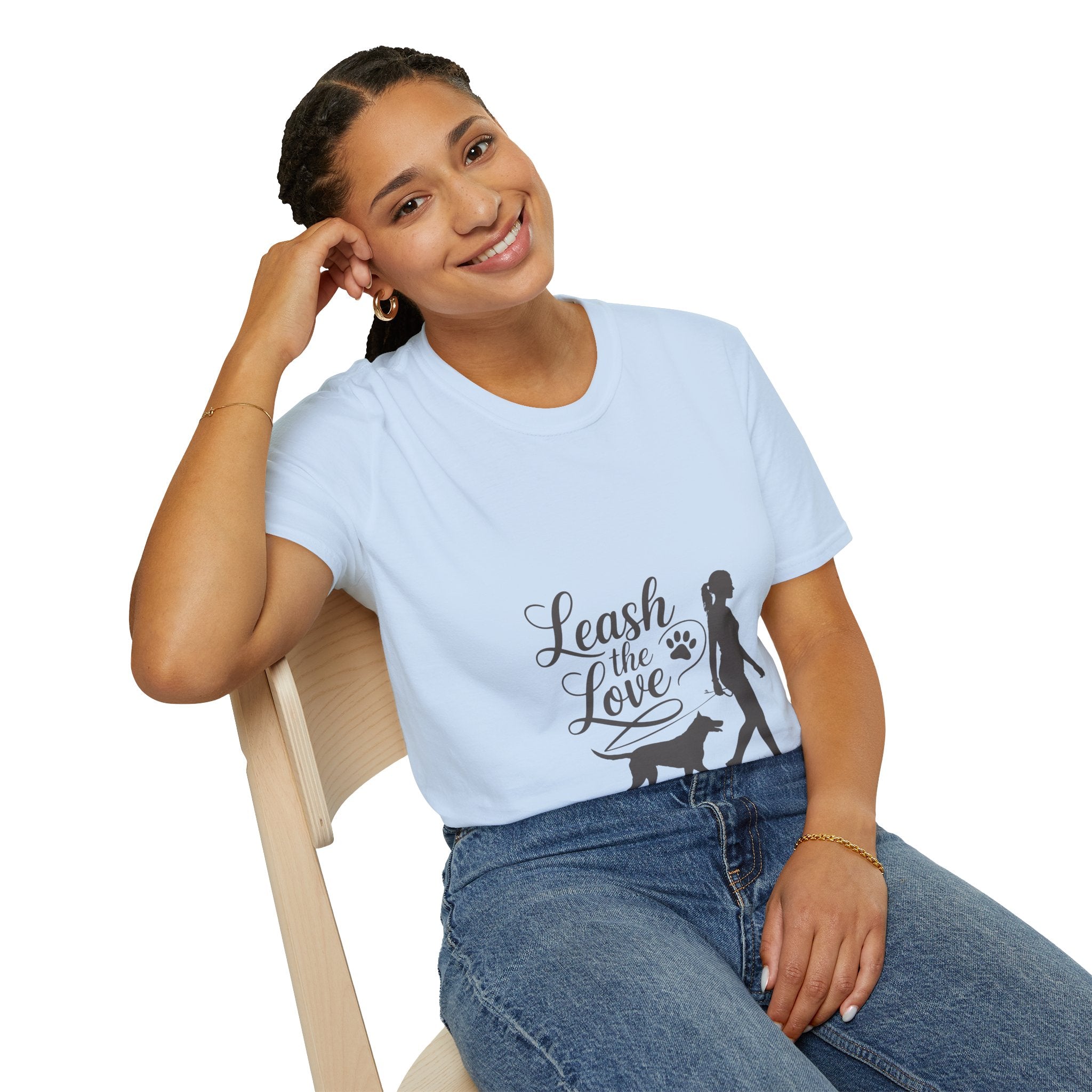 Leash the Love T-Shirt - Dog Walking Silhouette Tee for Pet Lovers