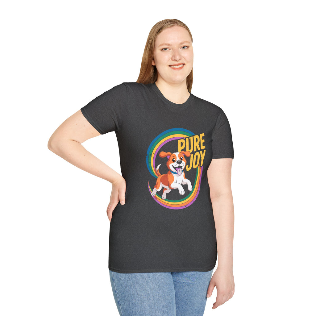 Pure Joy Dog T-Shirt – Playful Beagle Graphic Tee with Rainbow