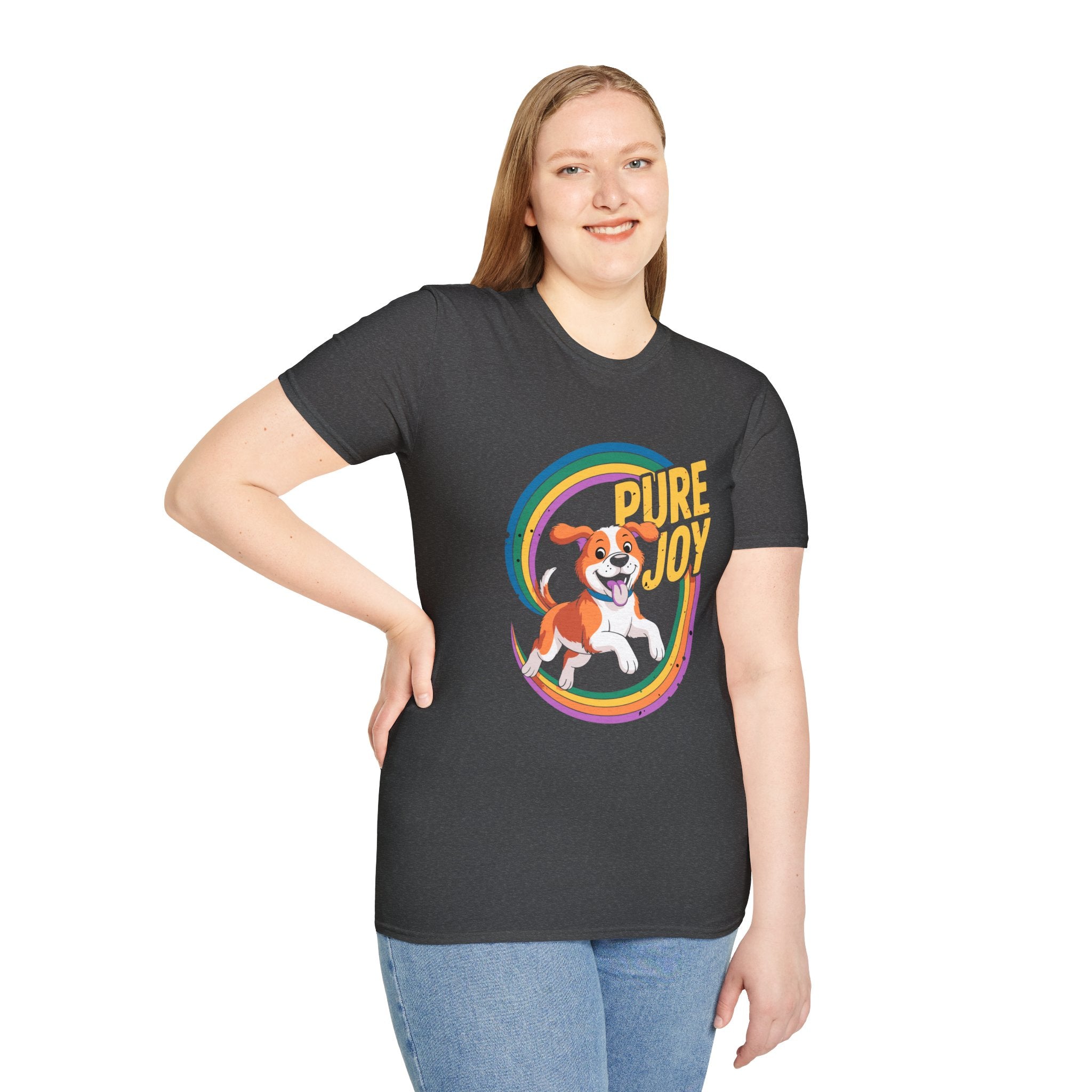 Pure Joy Dog T-Shirt – Playful Beagle Graphic Tee with Rainbow