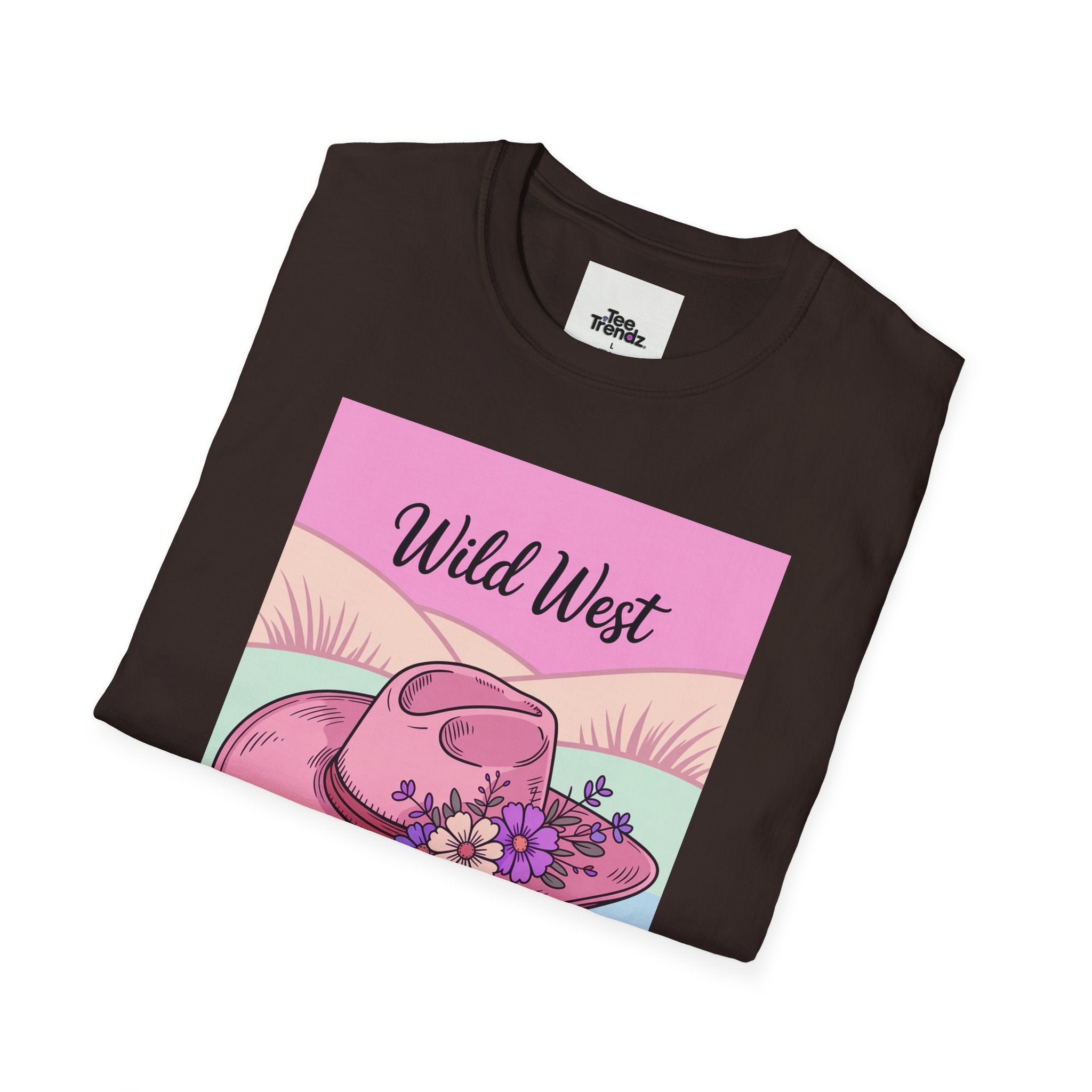 Wild West Pink Cowboy Hat T-Shirt — Floral Western Graphic Tee