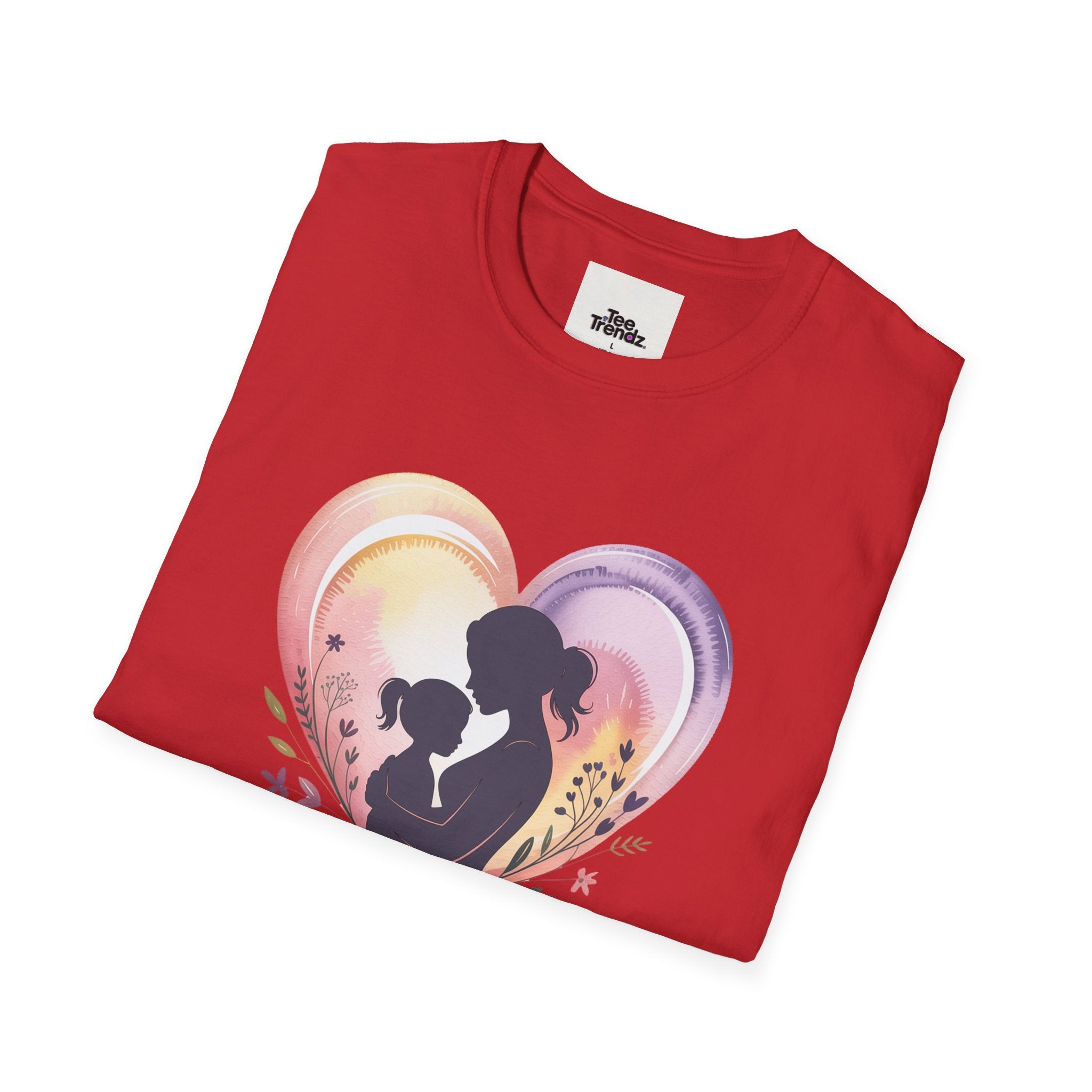 Mother's Love T-Shirt — Silhouette Heart Mom & Child Graphic (Mother's Day Gift)