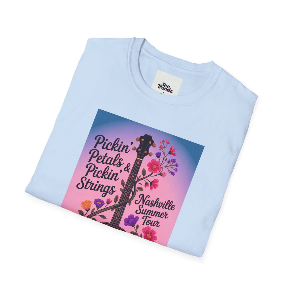 Banjo Floral Tee — "Pickin' Petals, Pickin' Strings" Nashville Summer Vibes