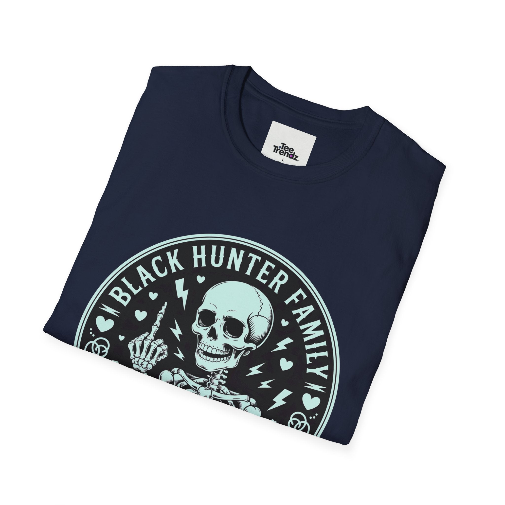 First Months Skeleton Family T-Shirt — "Black Hunter Family" Newborn Milestone Tee