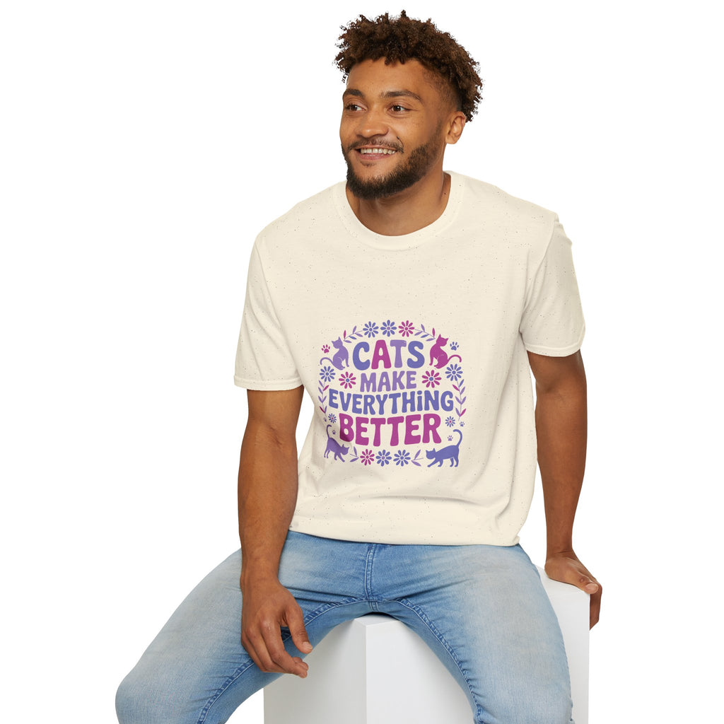 Cats Make Everything Better T-Shirt — Cute Purple Cat Lover Tee