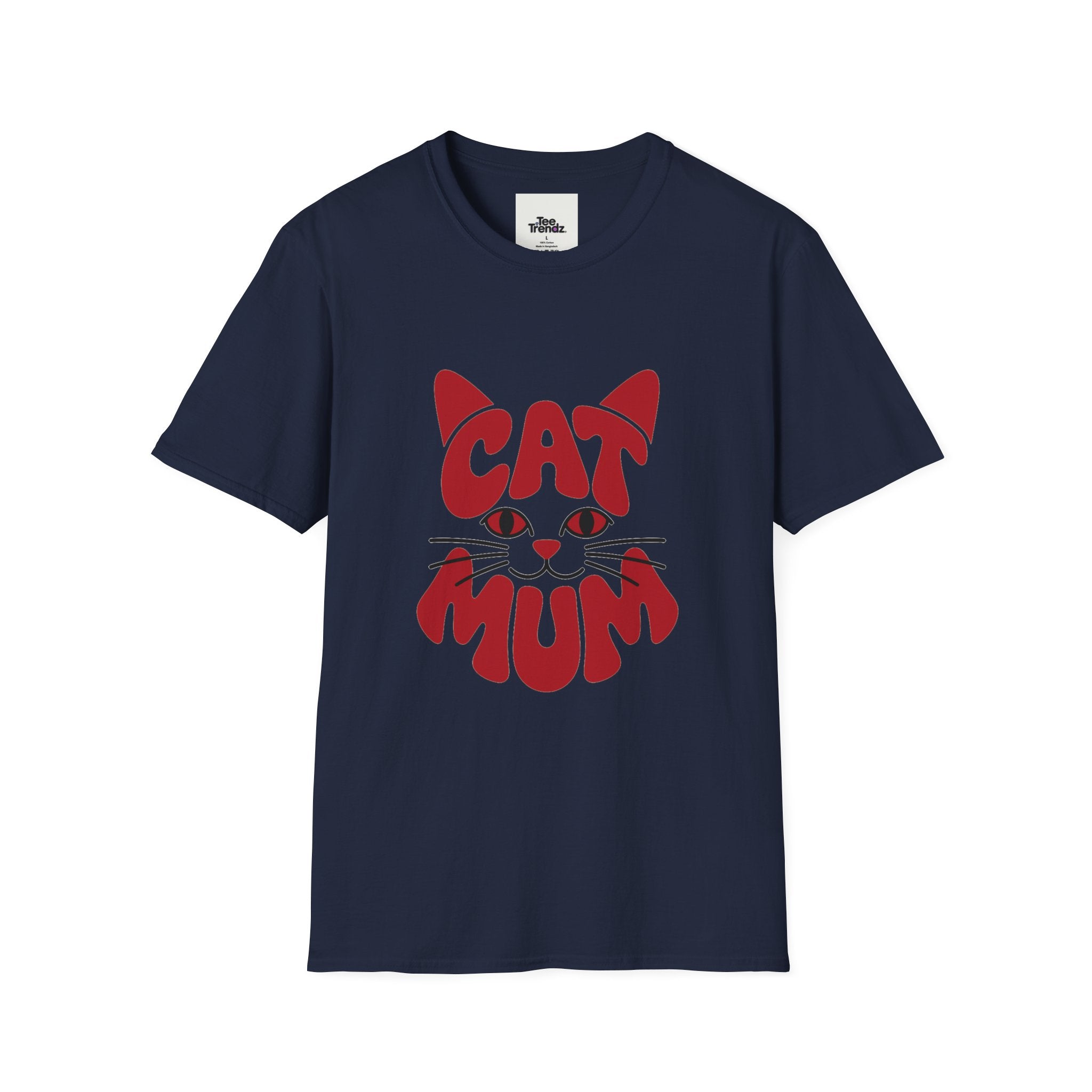Cat Mum T-Shirt — Cute Purple Cat Face Tee for Cat Moms, Mother’s Day Gift