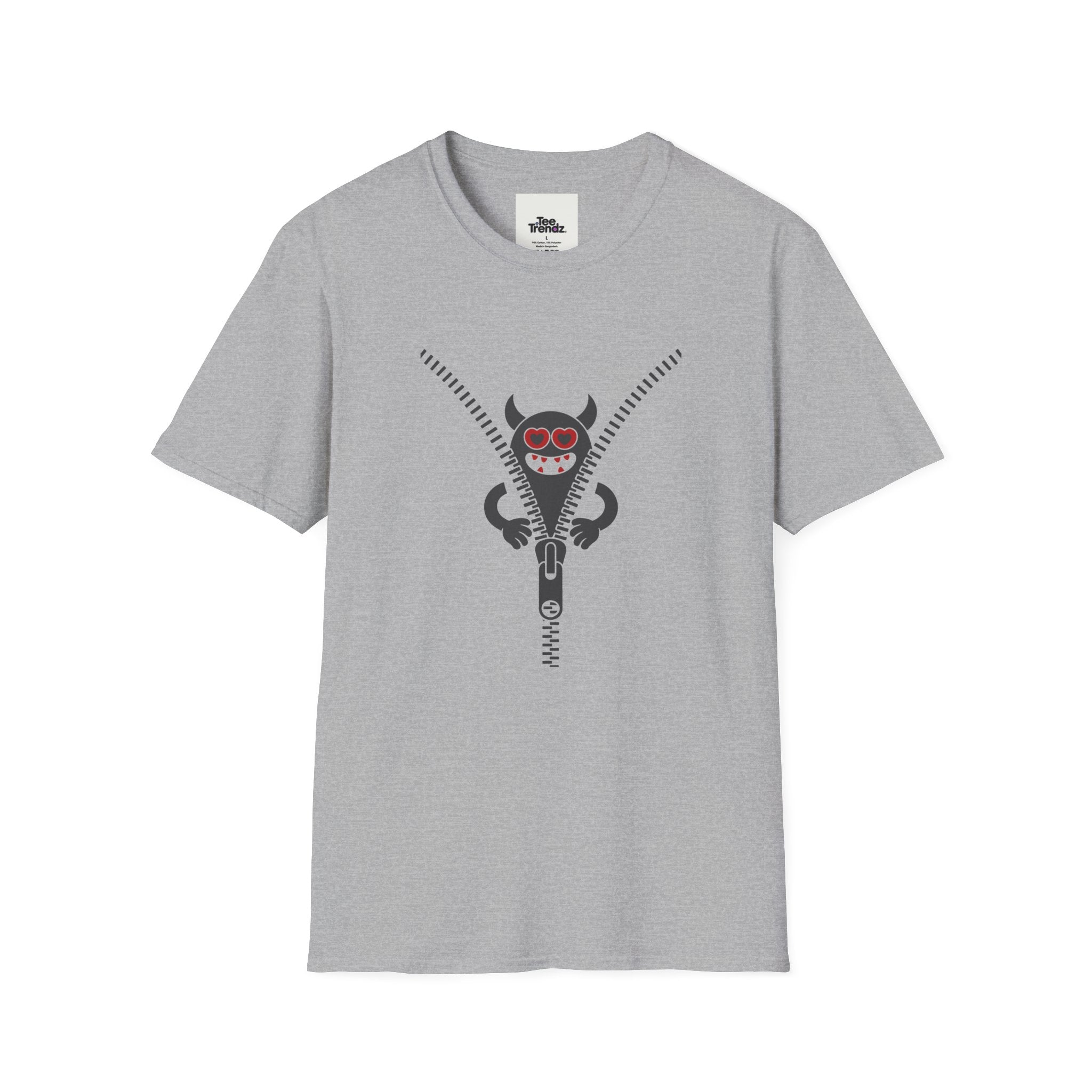 T-Shirt — Playful Monster Zipper Graphic Tee