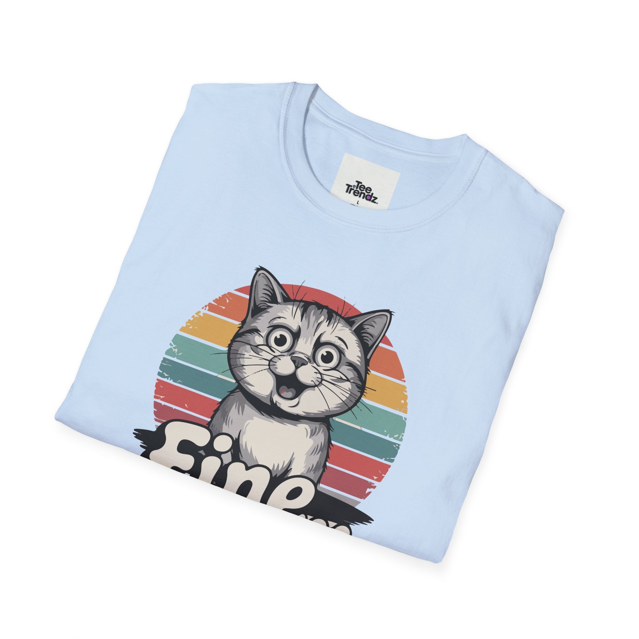Fine… Cat T-Shirt — Retro Striped Cute Kitty Graphic Tee