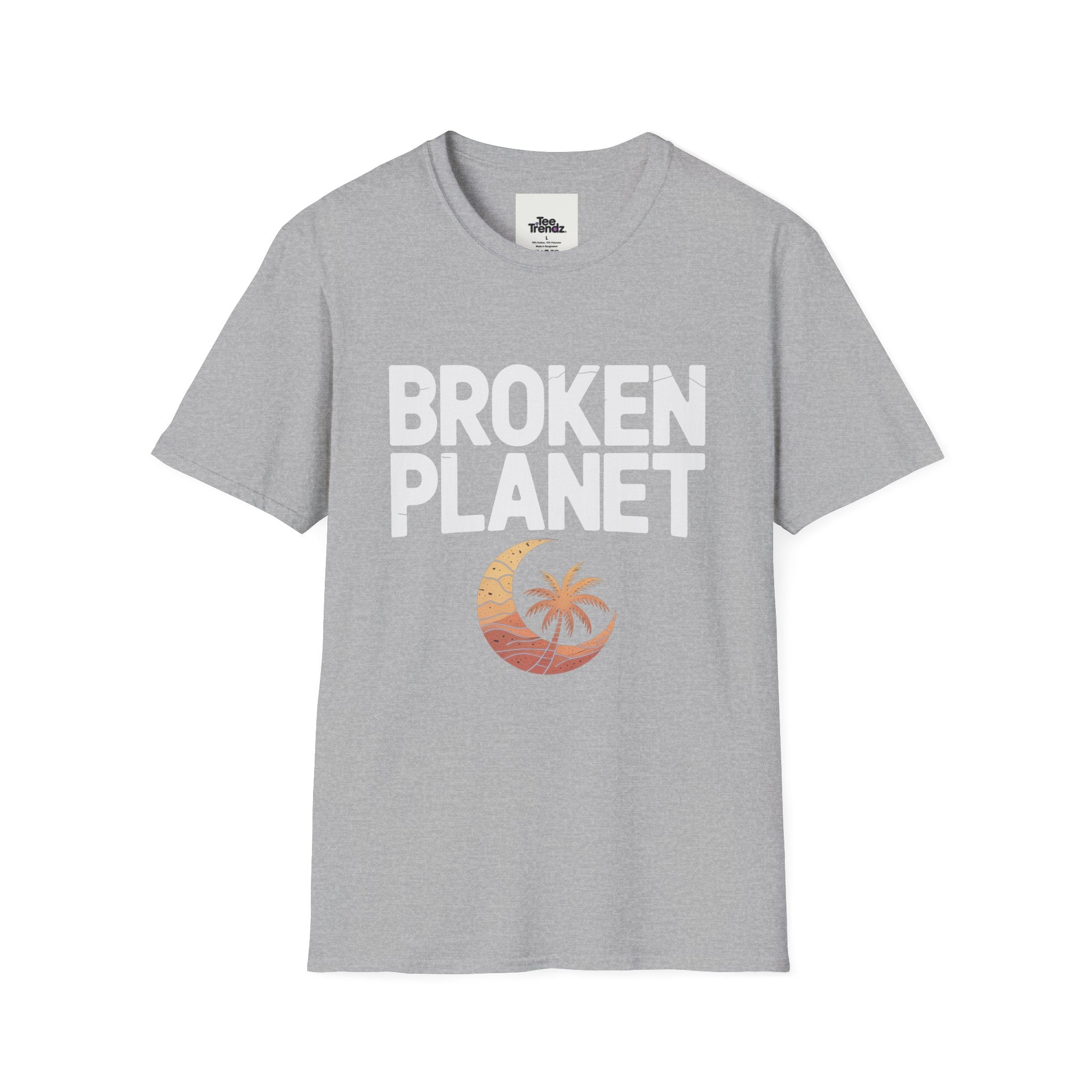 Broken Planet T-Shirt — Tropical Crescent Palm Graphic Tee