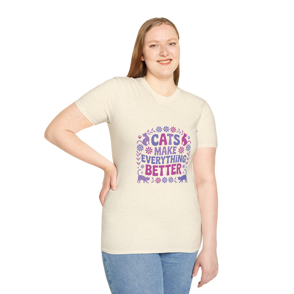 Cats Make Everything Better T-Shirt — Cute Purple Cat Lover Tee