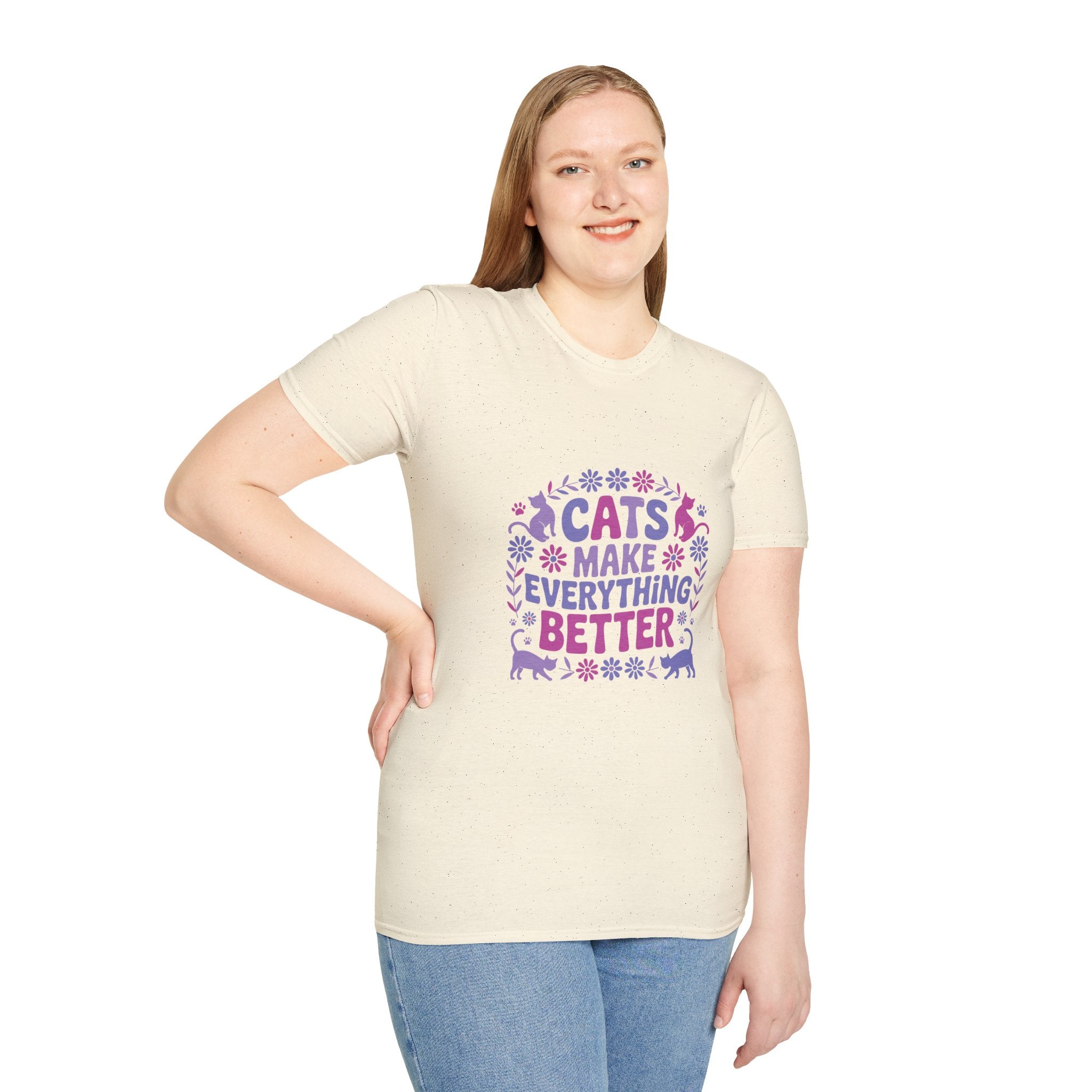 Cats Make Everything Better T-Shirt — Cute Purple Cat Lover Tee