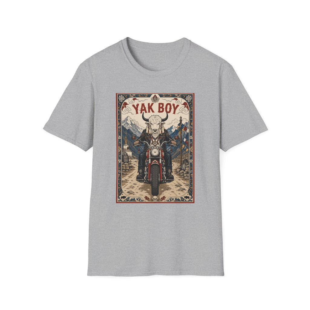 Yak Boy Motorcycle Graphic T‑Shirt — Vintage Mountain Biker Tee