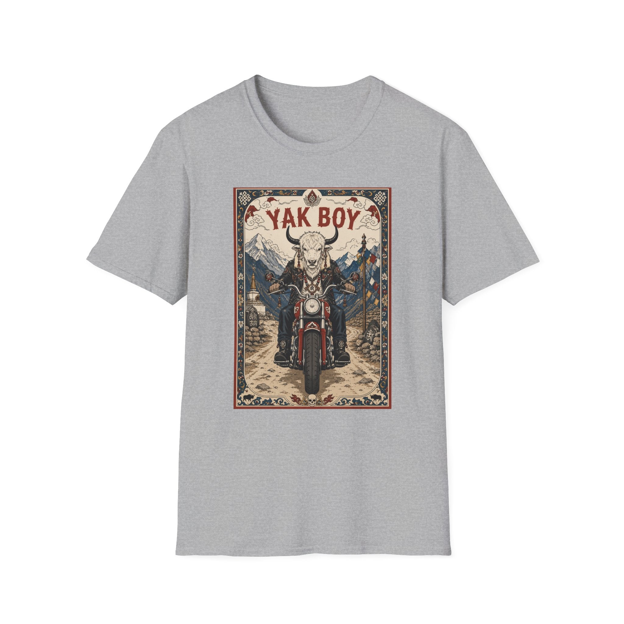 Yak Boy Motorcycle Graphic T‑Shirt — Vintage Mountain Biker Tee